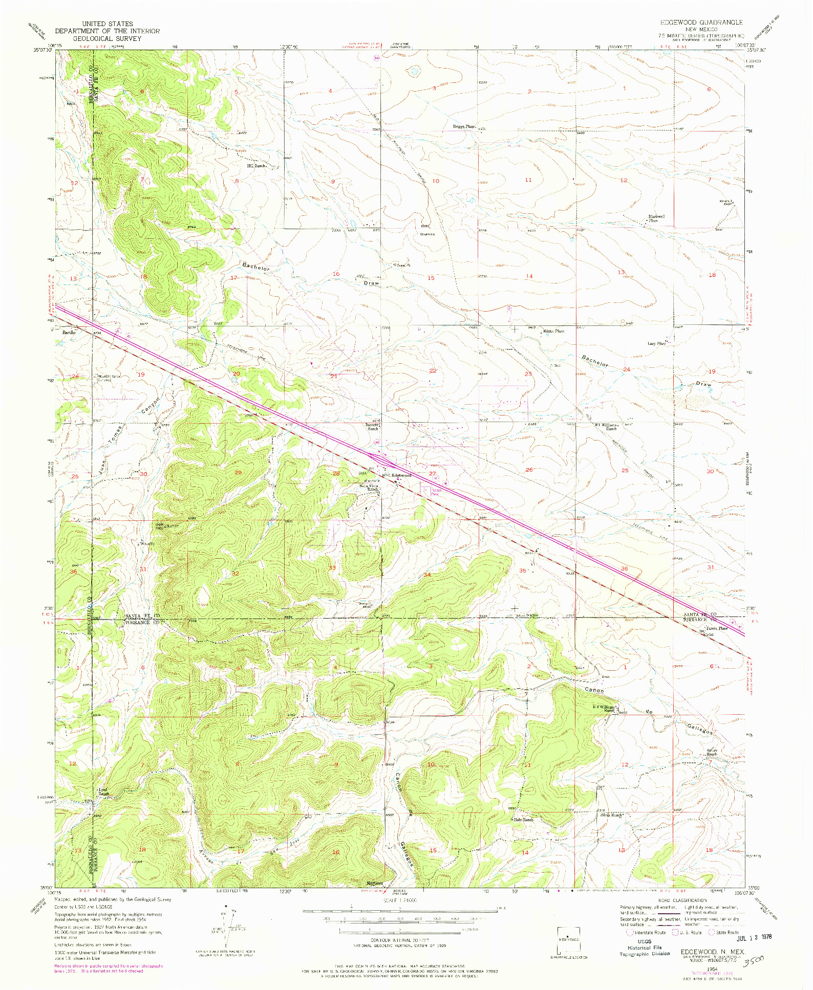 USGS 1:24000-SCALE QUADRANGLE FOR EDGEWOOD, NM 1954