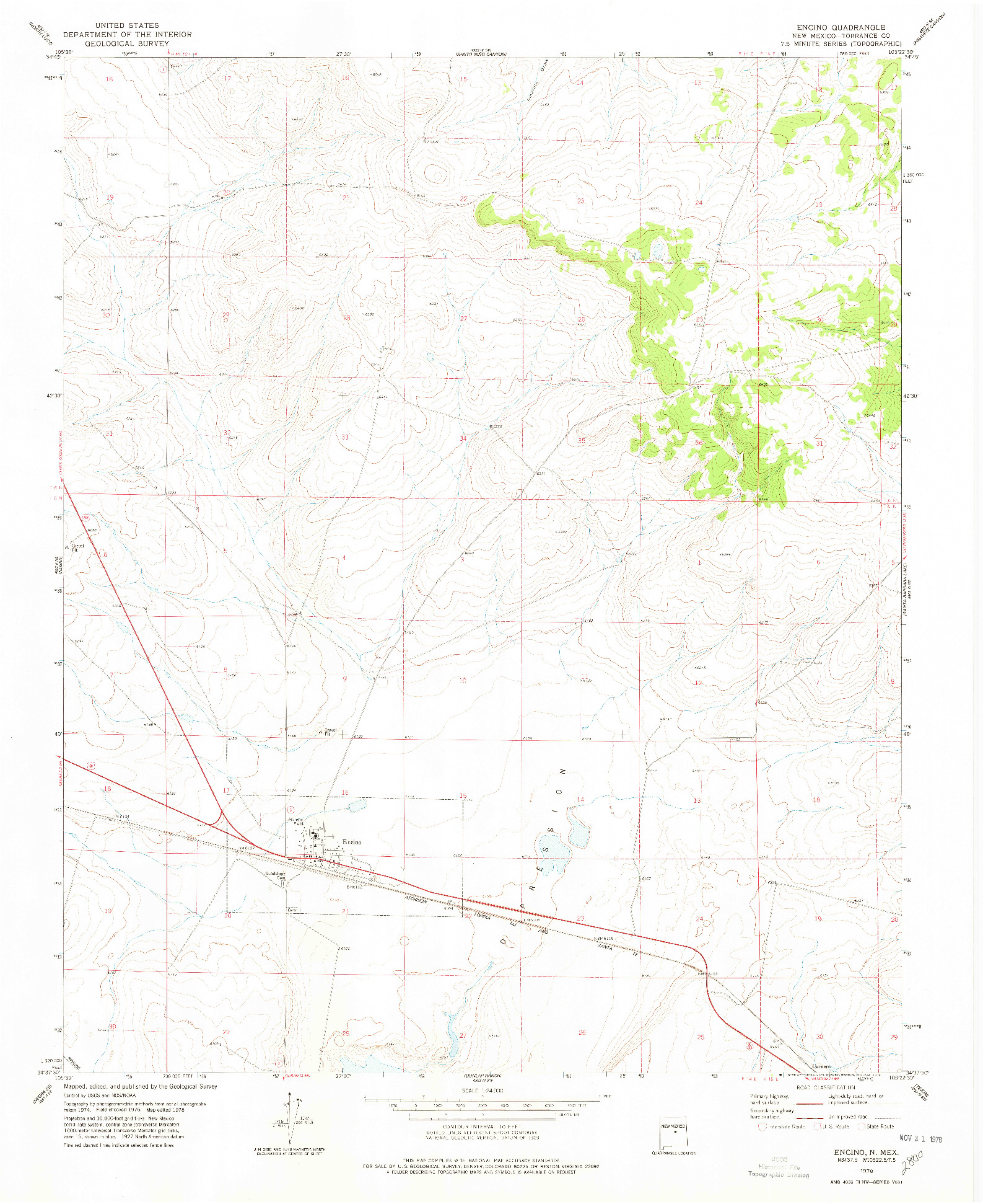 USGS 1:24000-SCALE QUADRANGLE FOR ENCINO, NM 1978