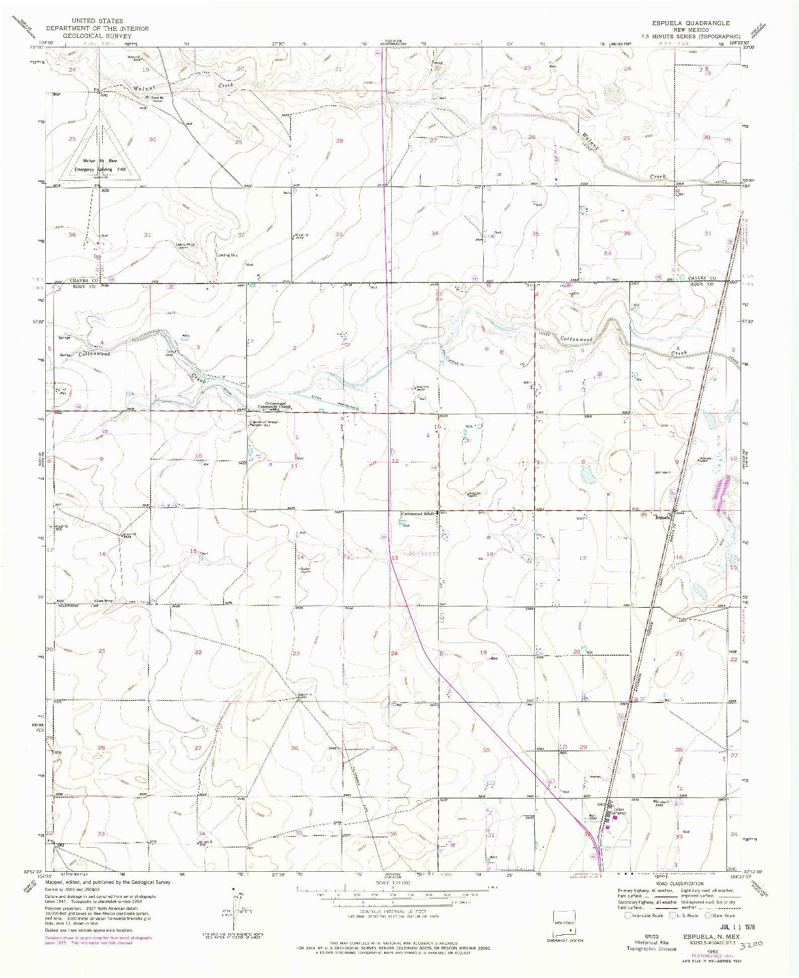 USGS 1:24000-SCALE QUADRANGLE FOR ESPUELA, NM 1953