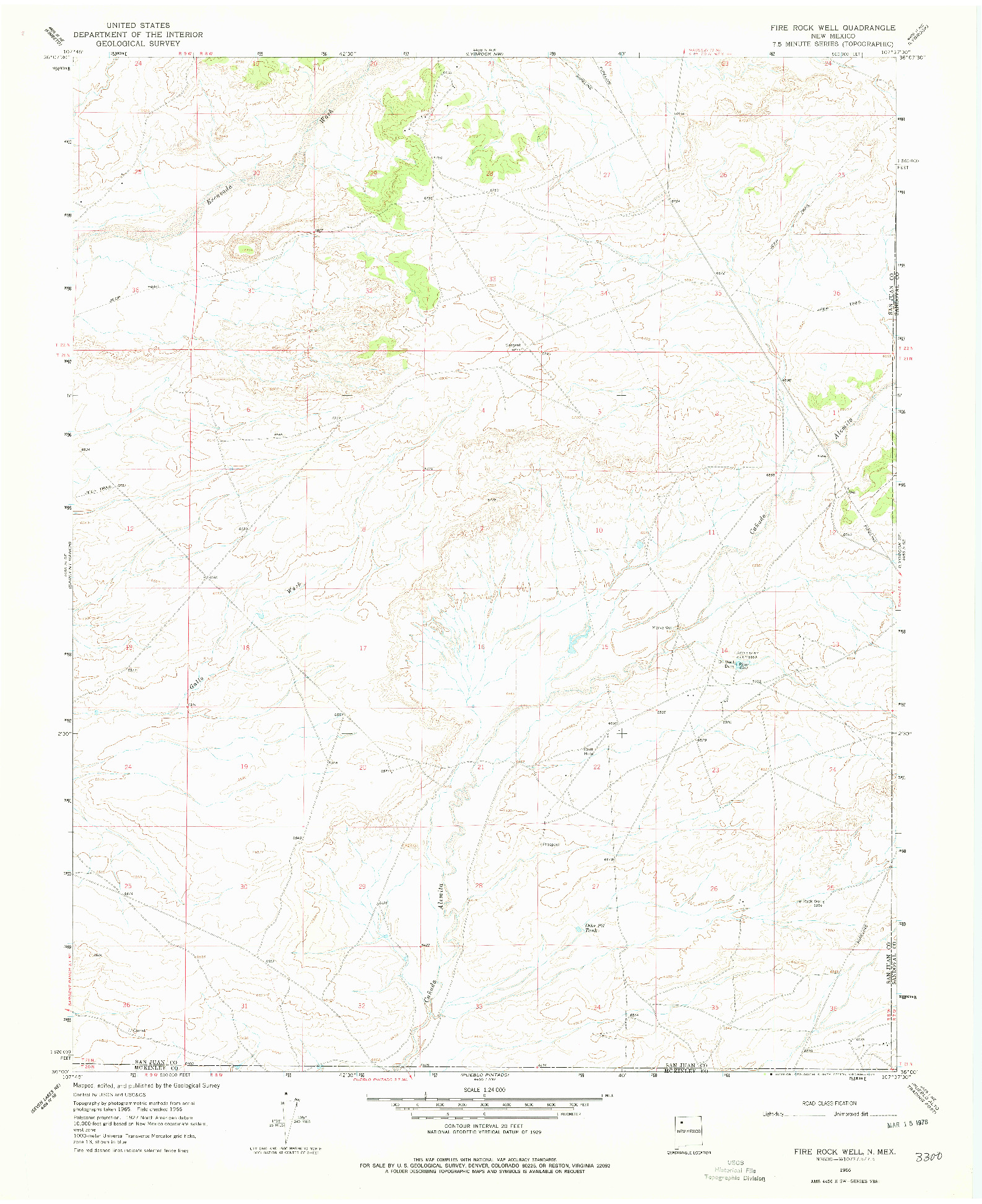 USGS 1:24000-SCALE QUADRANGLE FOR FIRE ROCK WELL, NM 1966