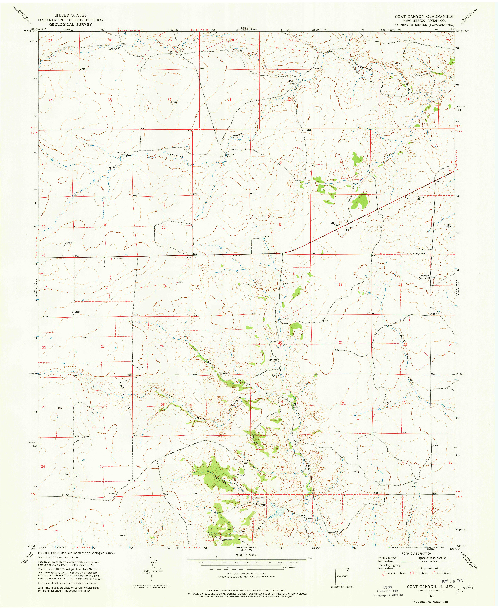 USGS 1:24000-SCALE QUADRANGLE FOR GOAT CANYON, NM 1973
