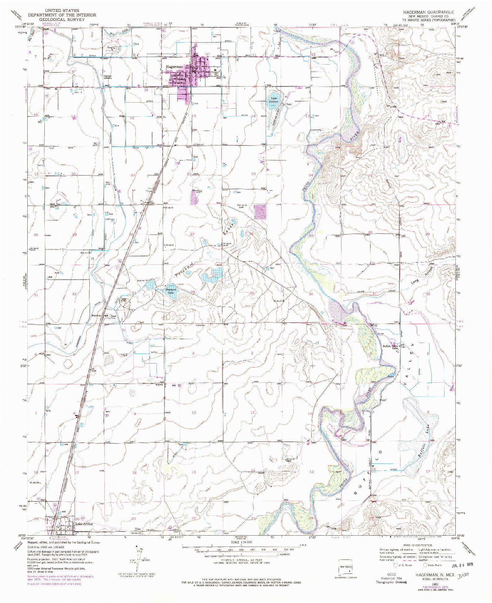 USGS 1:24000-SCALE QUADRANGLE FOR HAGERMAN, NM 1951