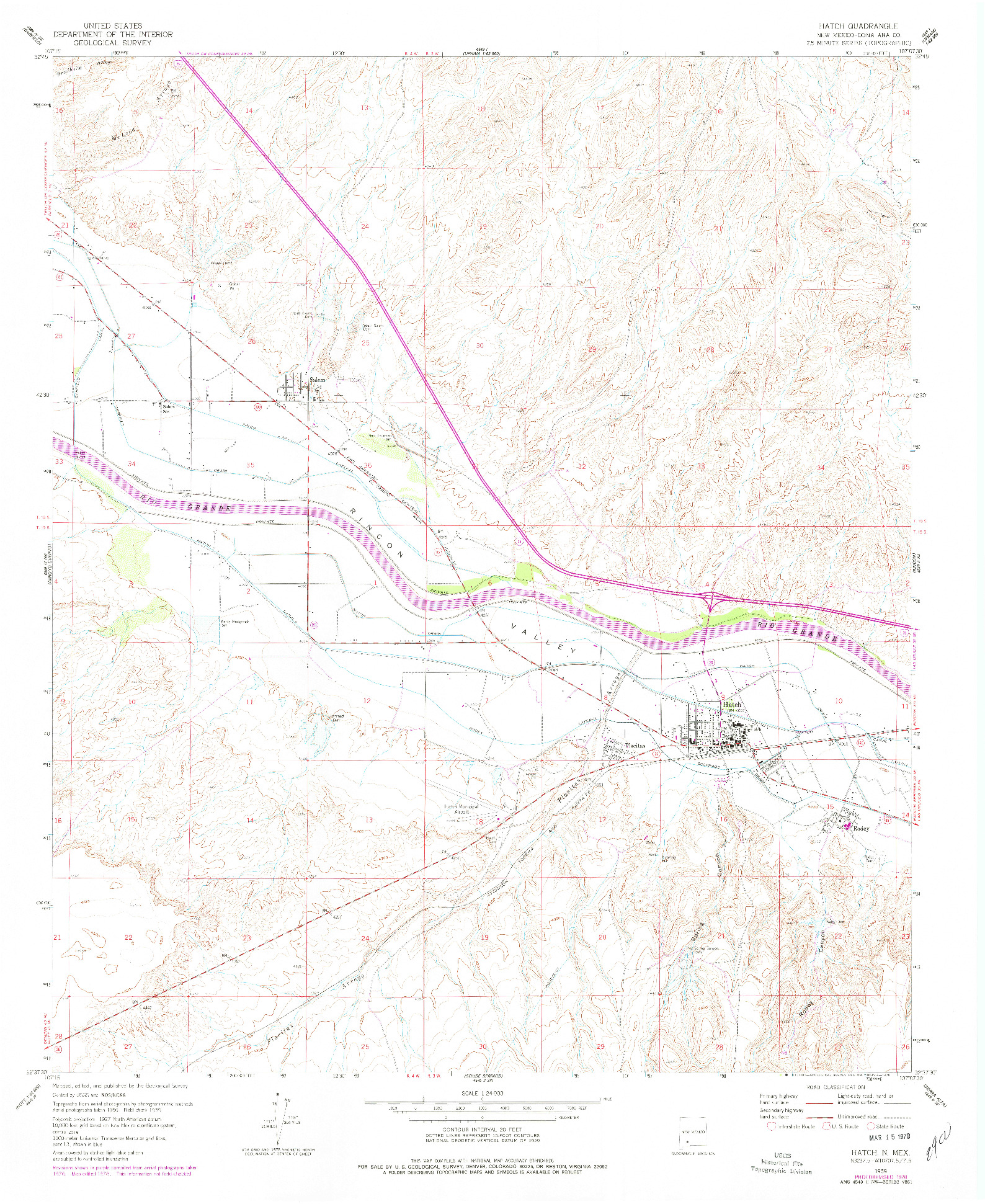 USGS 1:24000-SCALE QUADRANGLE FOR HATCH, NM 1959