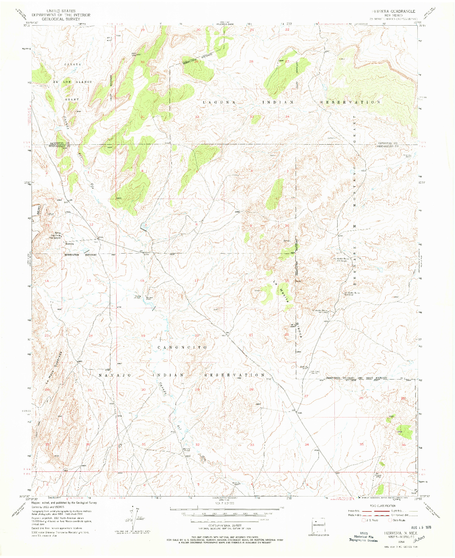 USGS 1:24000-SCALE QUADRANGLE FOR HERRERA, NM 1954