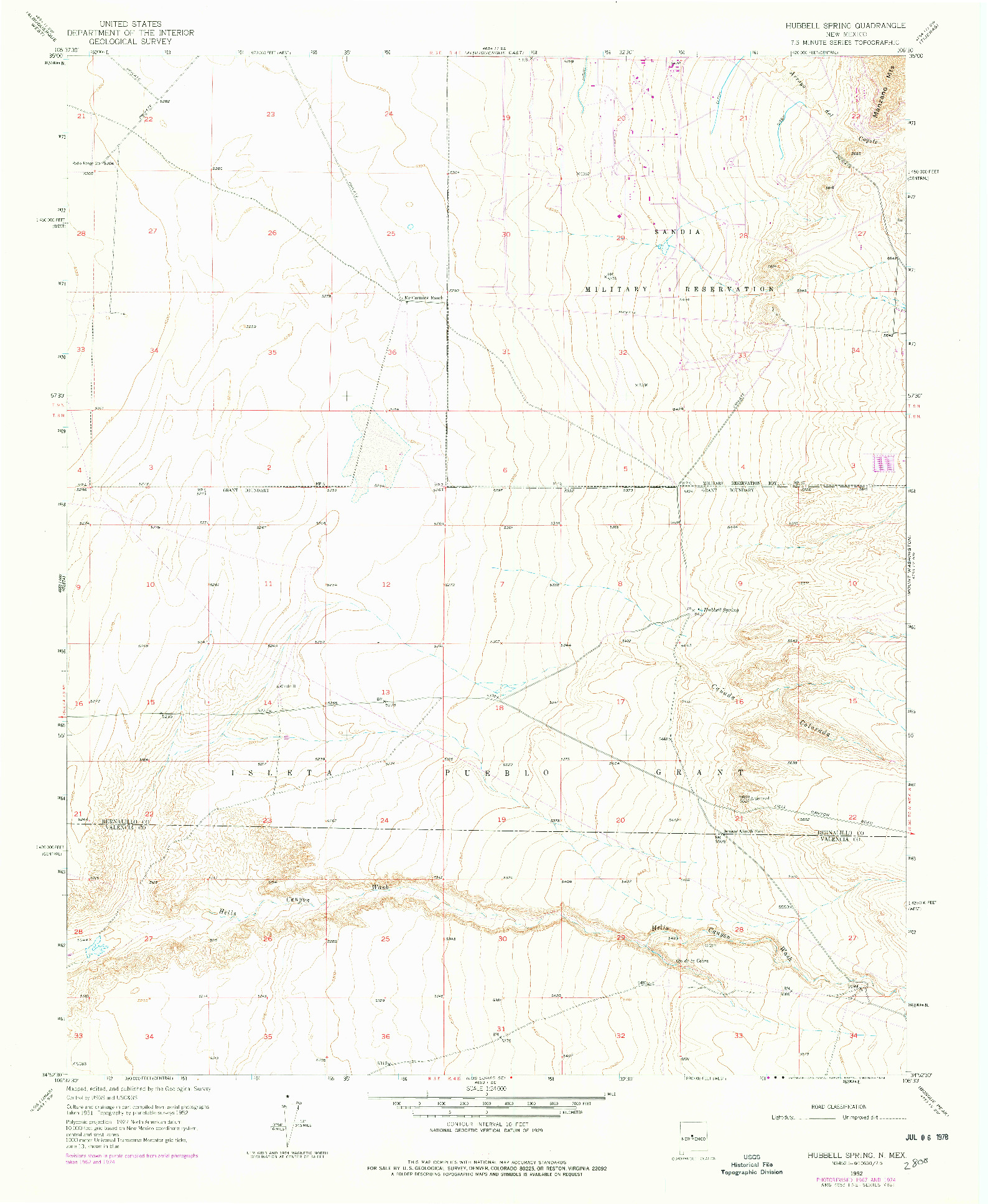 USGS 1:24000-SCALE QUADRANGLE FOR HUBBELL SPRING, NM 1952