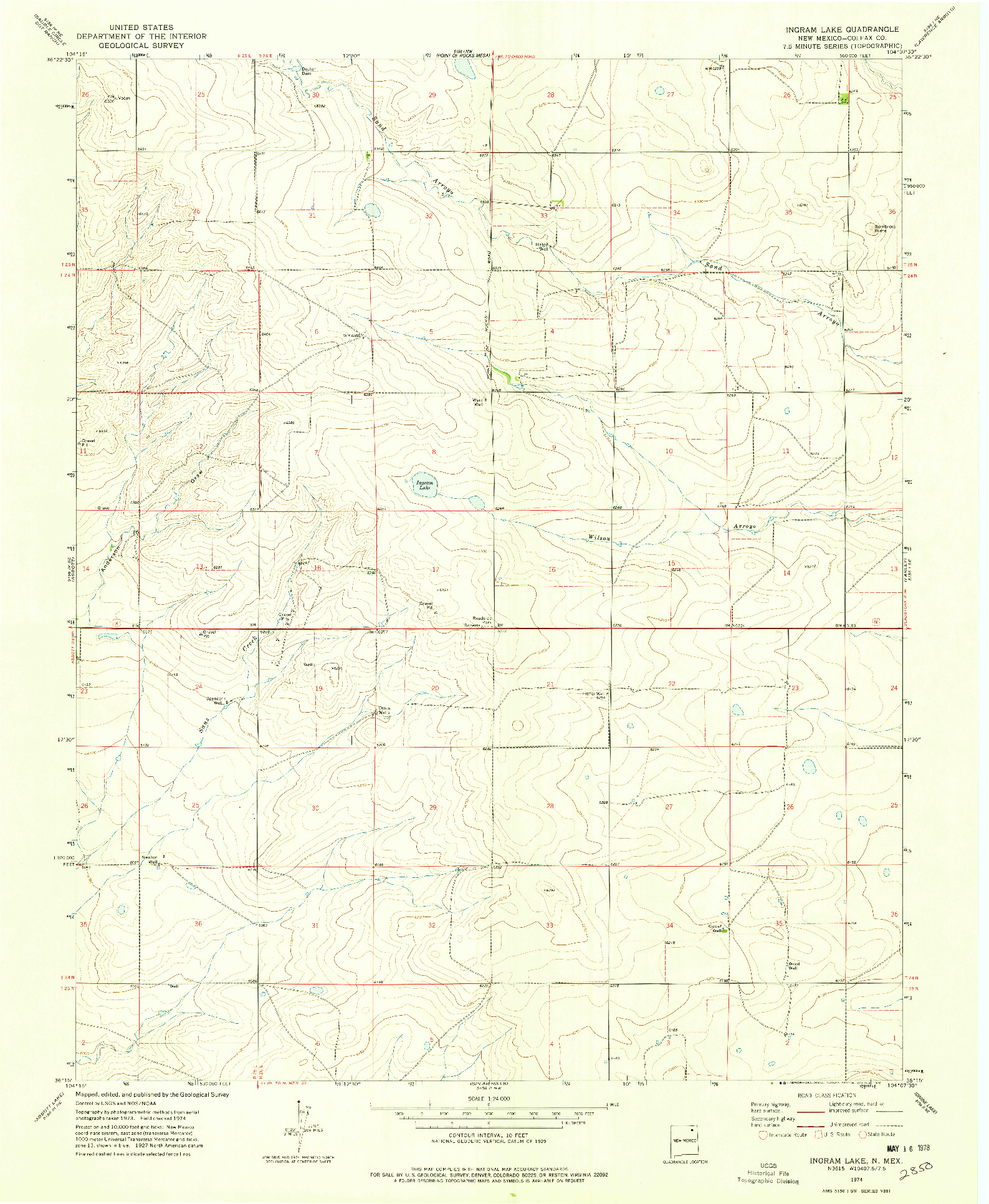 USGS 1:24000-SCALE QUADRANGLE FOR INGRAM LAKE, NM 1974