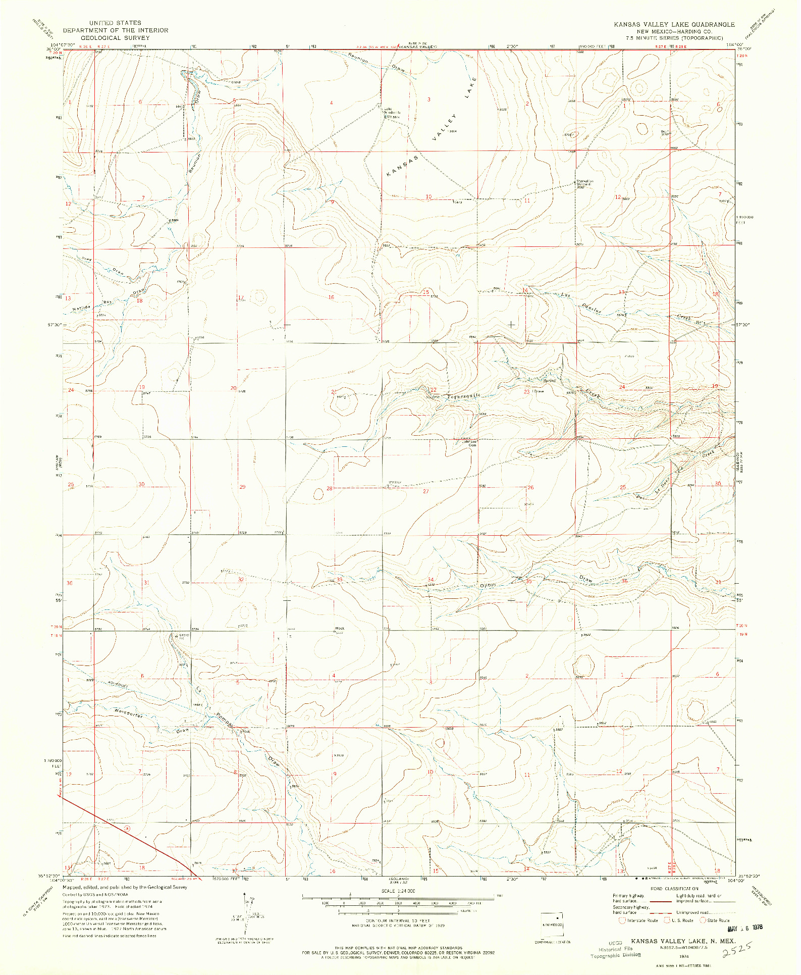 USGS 1:24000-SCALE QUADRANGLE FOR KANSAS VALLEY LAKE, NM 1974