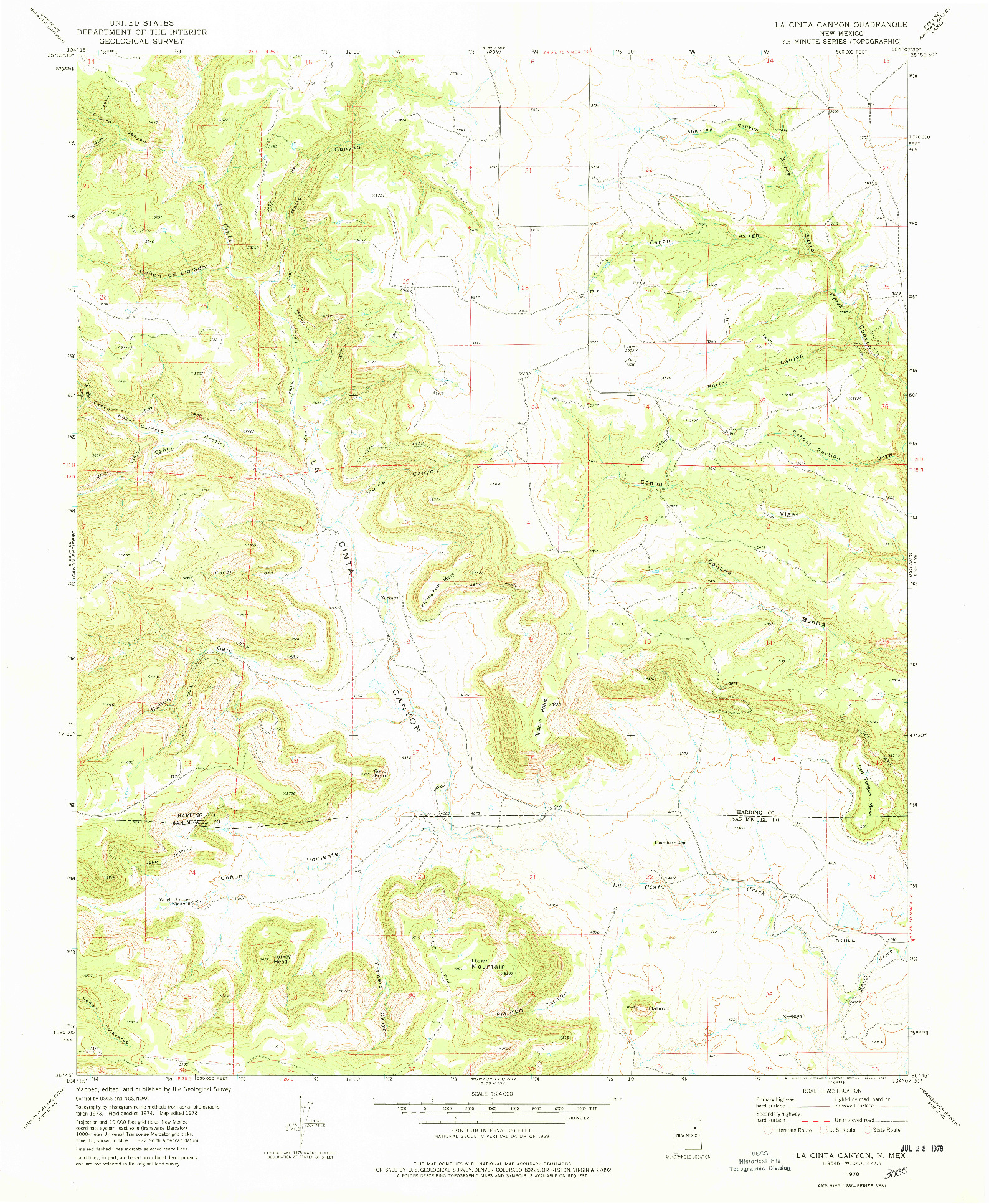 USGS 1:24000-SCALE QUADRANGLE FOR LA CINTA CANYON, NM 1978