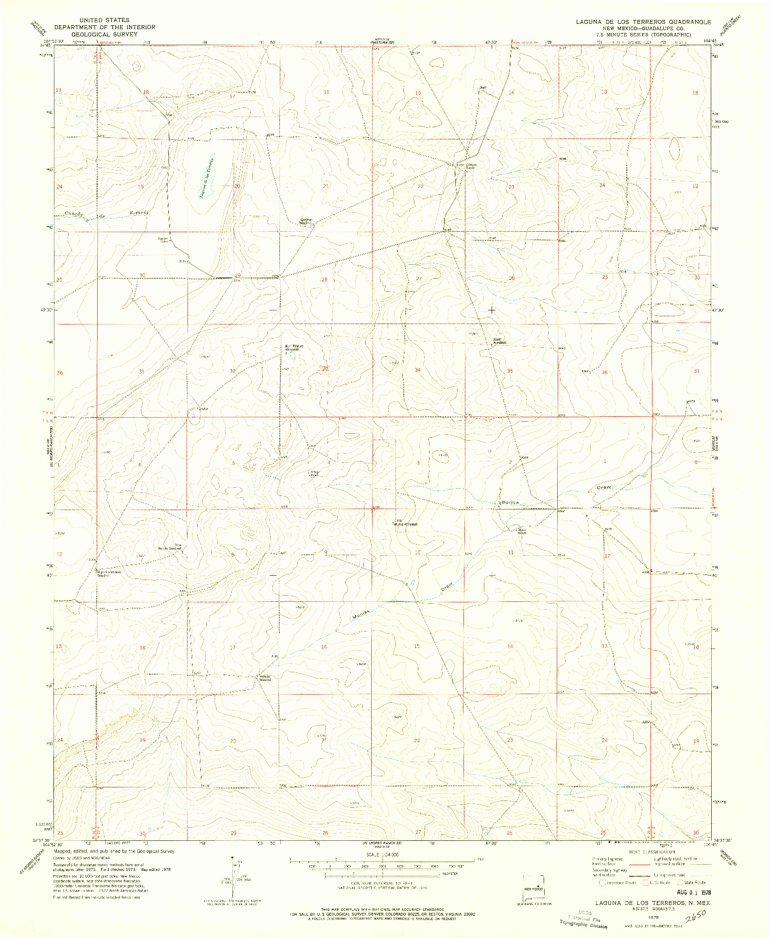 USGS 1:24000-SCALE QUADRANGLE FOR LAGUNA DE LOS TERREROS, NM 1978