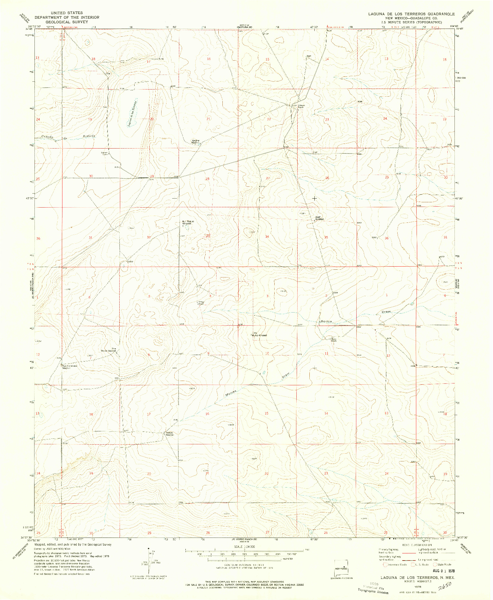 USGS 1:24000-SCALE QUADRANGLE FOR LAGUNA DE LOS TERREROS, NM 1978