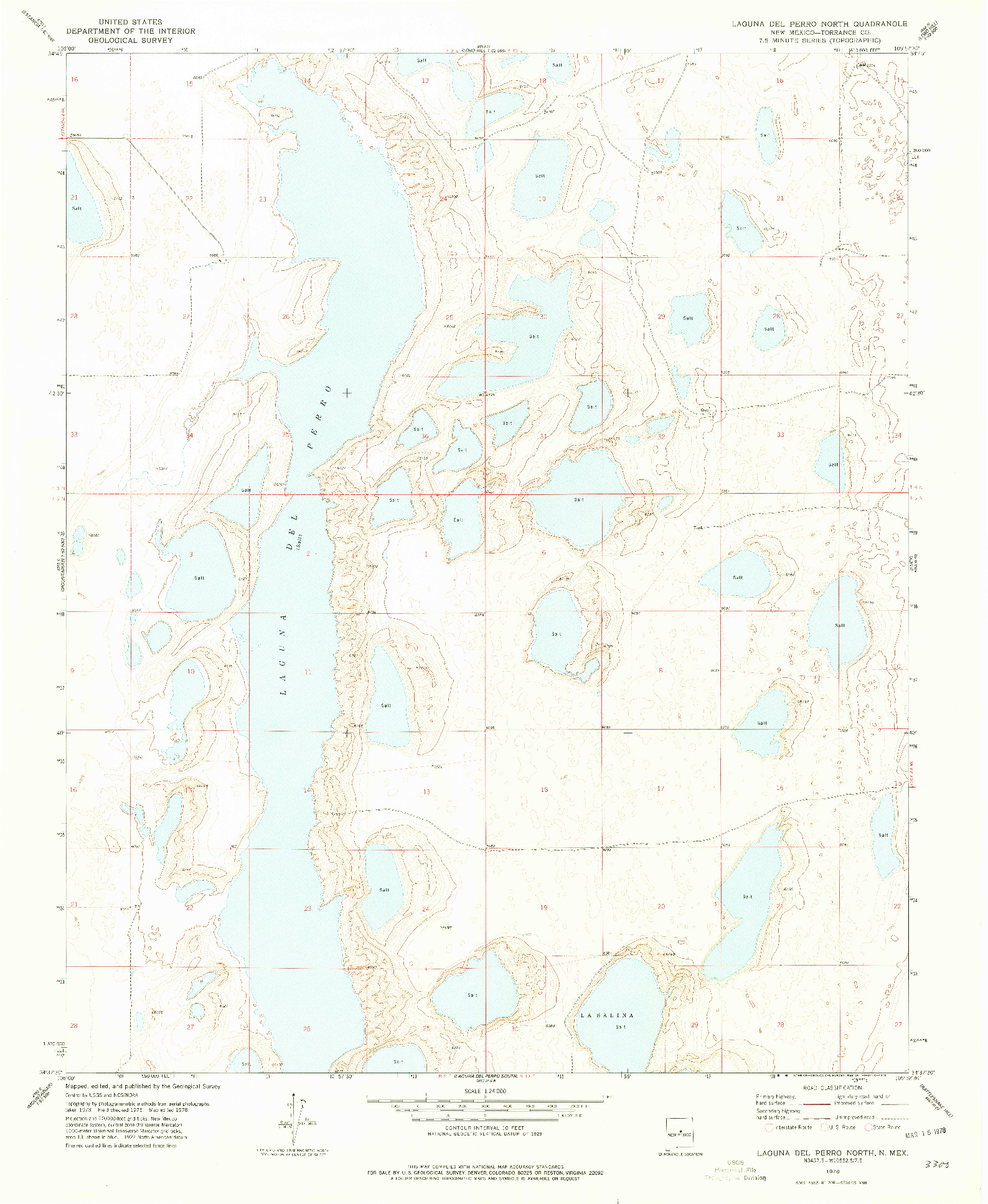 USGS 1:24000-SCALE QUADRANGLE FOR LAGUNA DEL PERRO NORTH, NM 1978