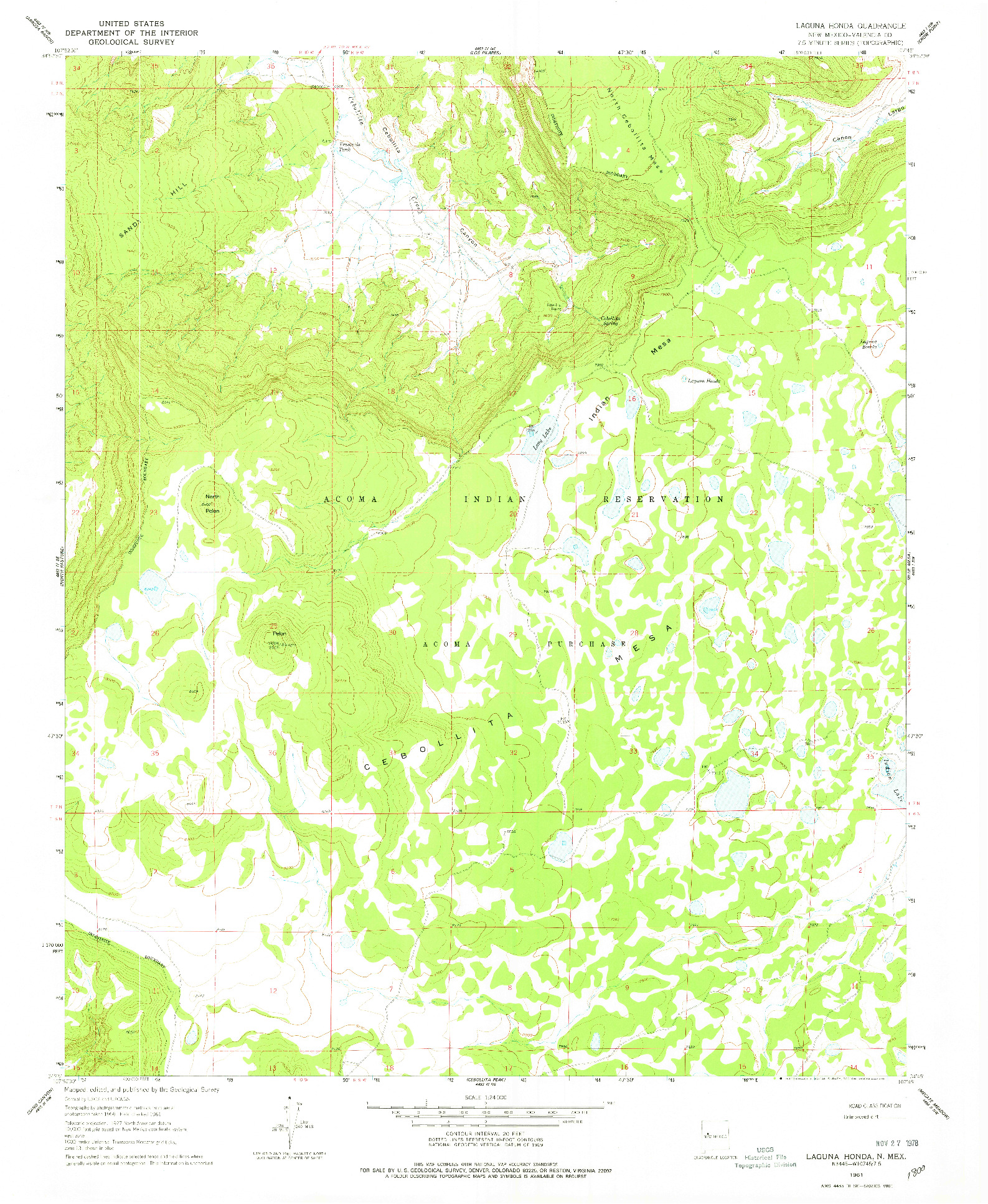 USGS 1:24000-SCALE QUADRANGLE FOR LAGUNA HONDA, NM 1961