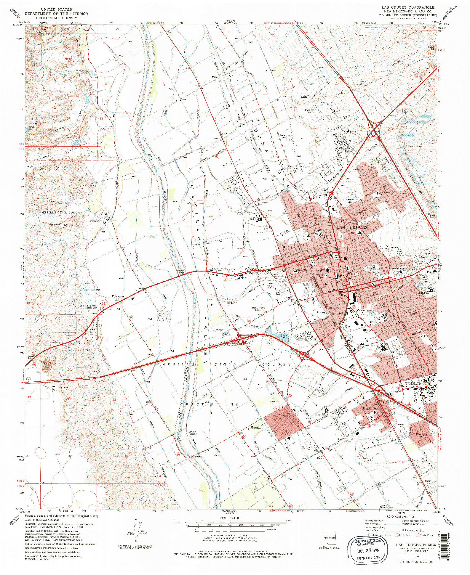 USGS 1:24000-SCALE QUADRANGLE FOR LAS CRUCES, NM 1978