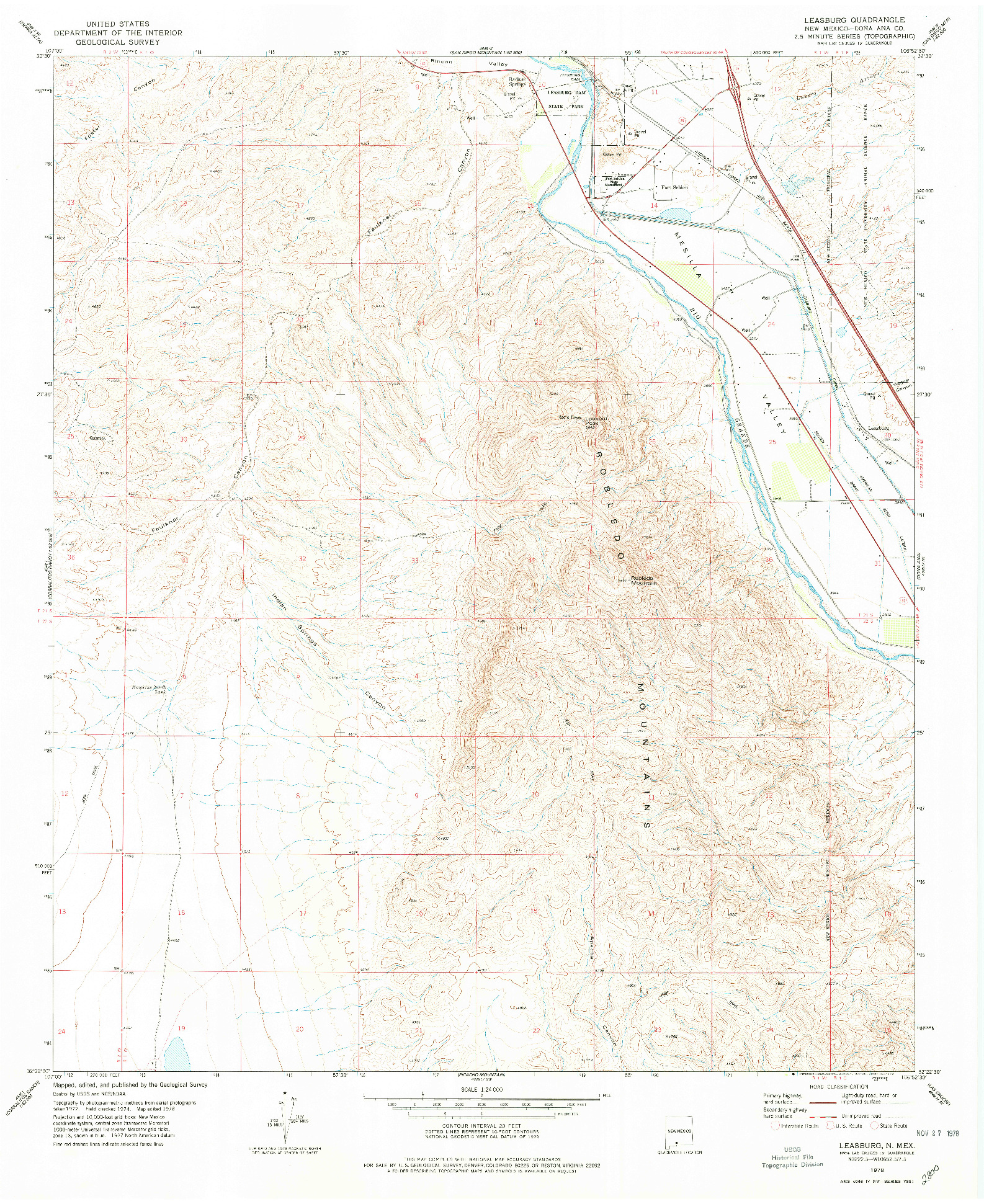 USGS 1:24000-SCALE QUADRANGLE FOR LEASBURG, NM 1978