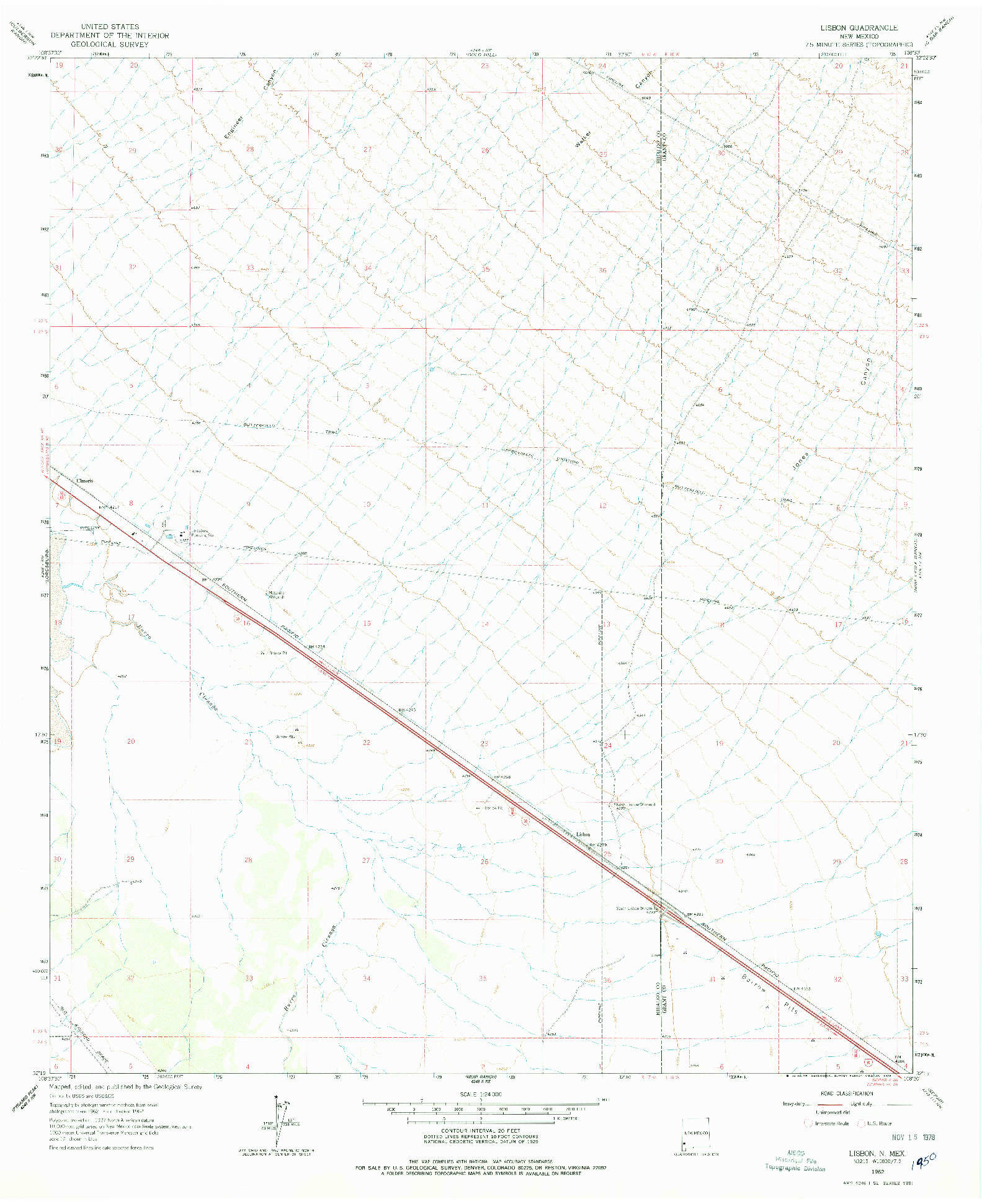 USGS 1:24000-SCALE QUADRANGLE FOR LISBON, NM 1962