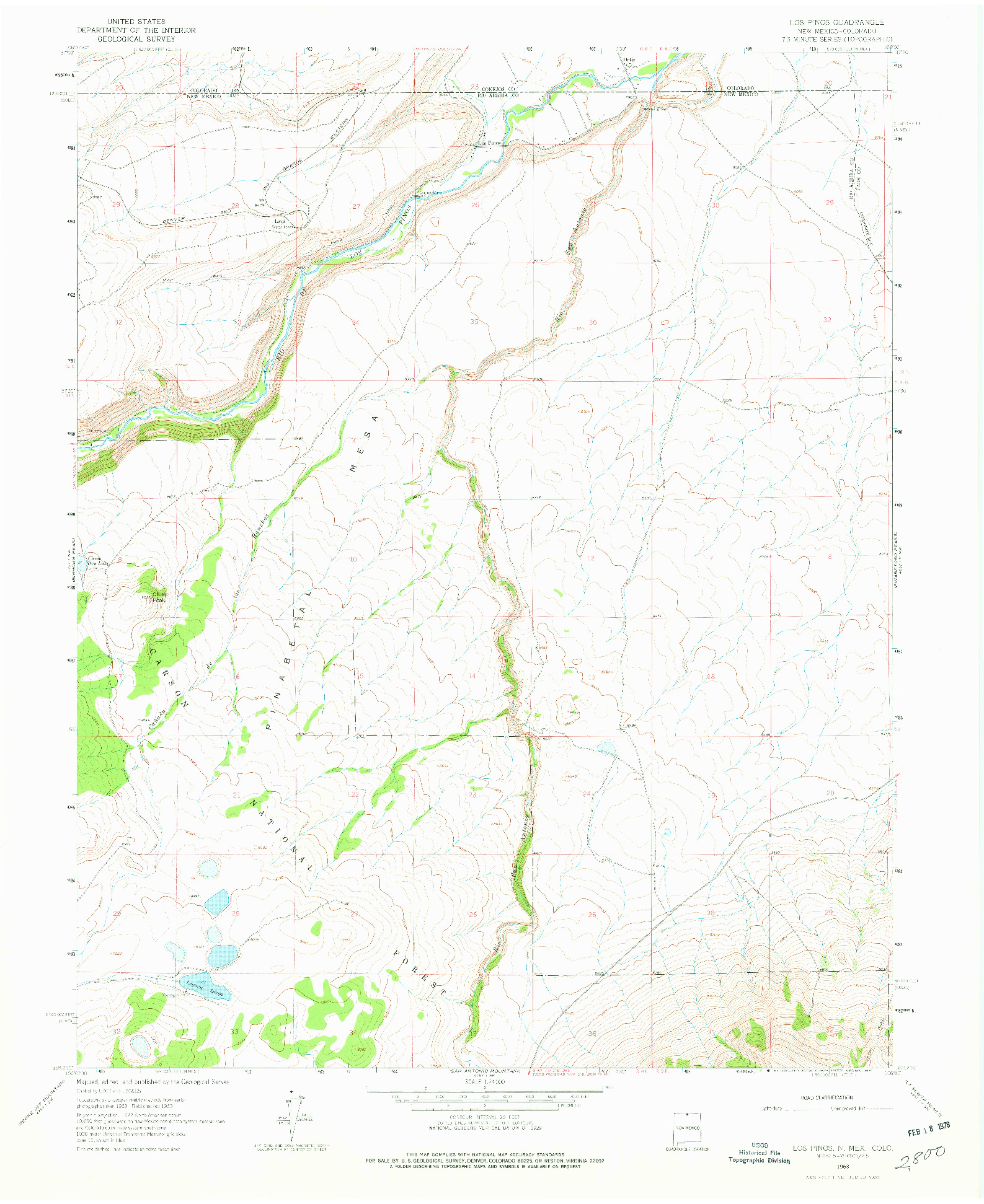 USGS 1:24000-SCALE QUADRANGLE FOR LOS PINOS, NM 1963