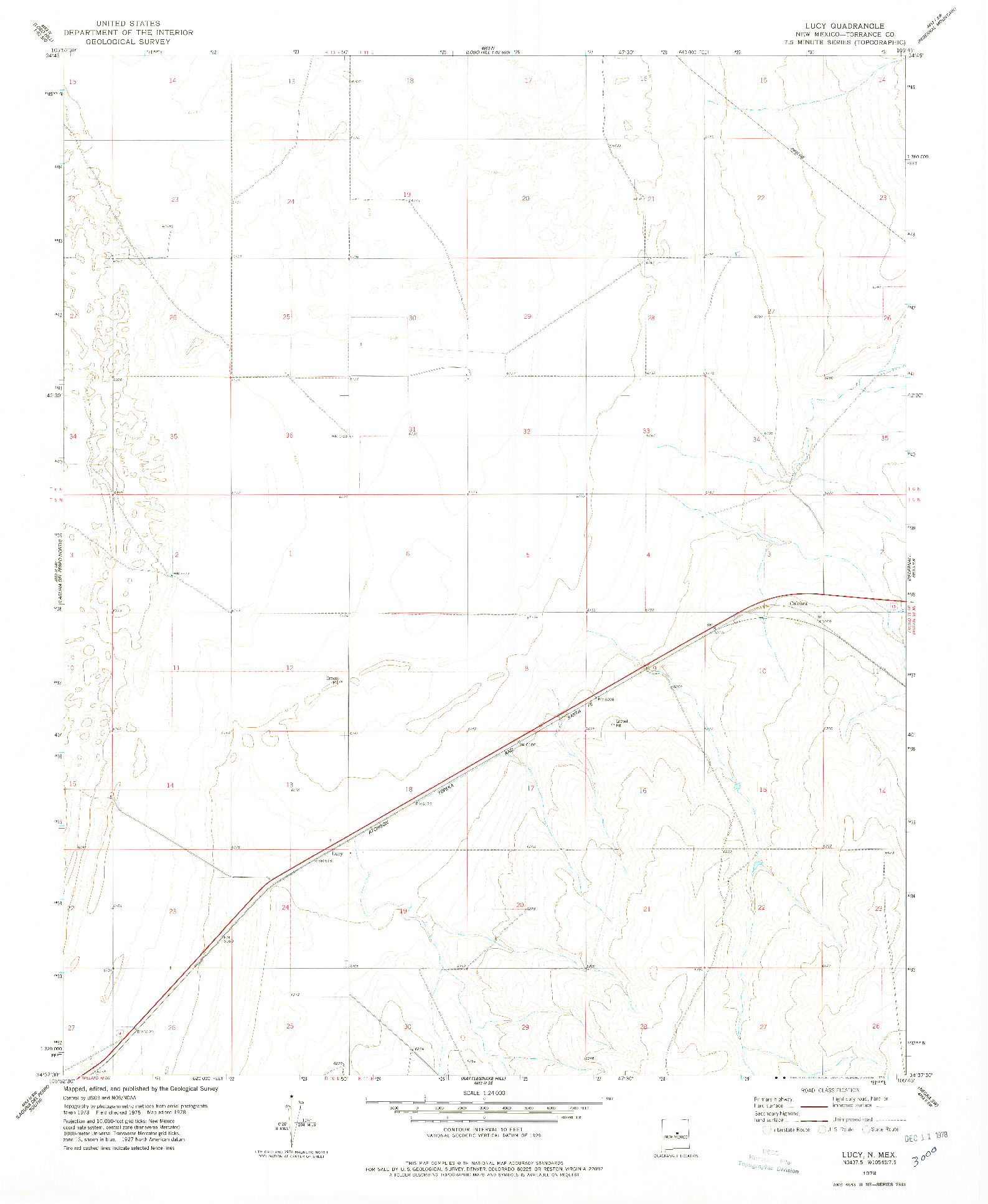 USGS 1:24000-SCALE QUADRANGLE FOR LUCY, NM 1978