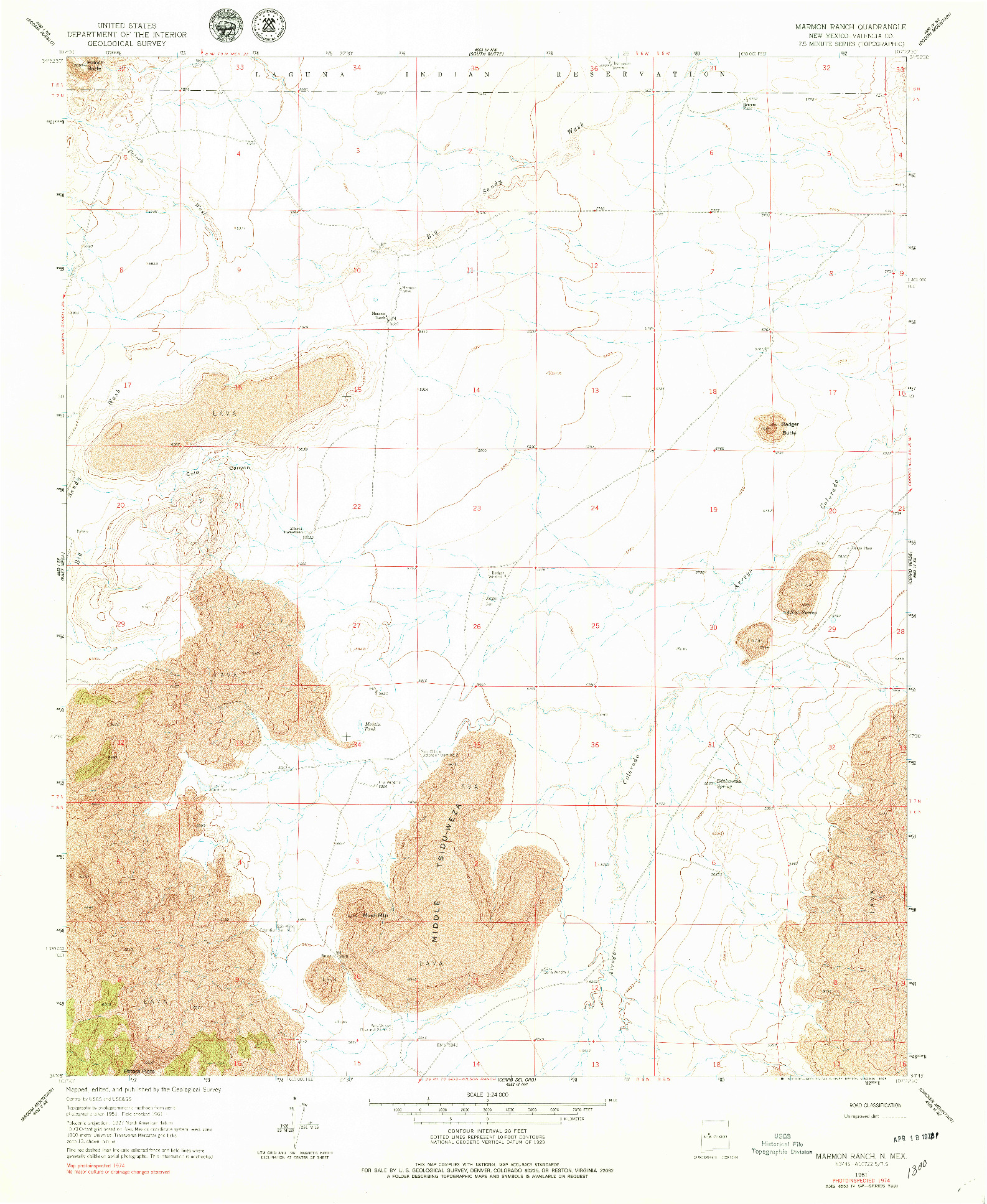 USGS 1:24000-SCALE QUADRANGLE FOR MARMON RANCH, NM 1961