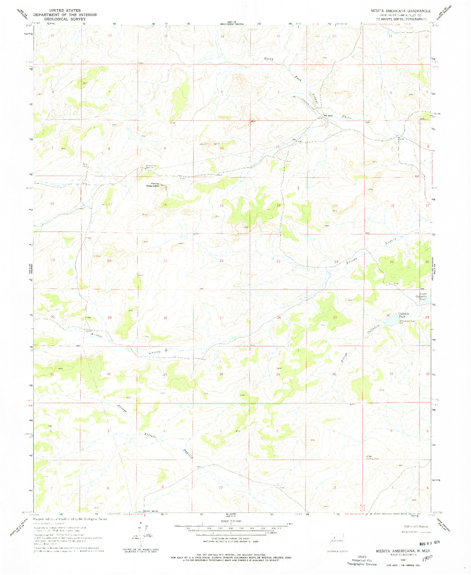 USGS 1:24000-SCALE QUADRANGLE FOR MESITA AMERICANA, NM 1961