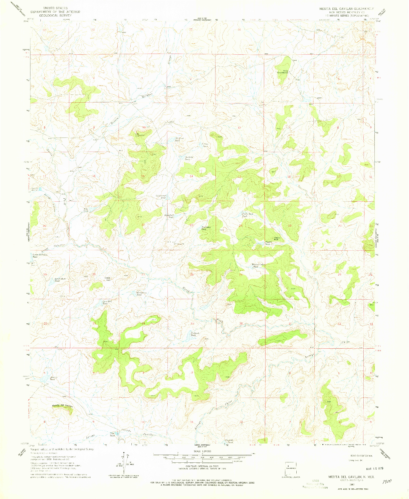 USGS 1:24000-SCALE QUADRANGLE FOR MESITA DEL GAVILAN, NM 1961