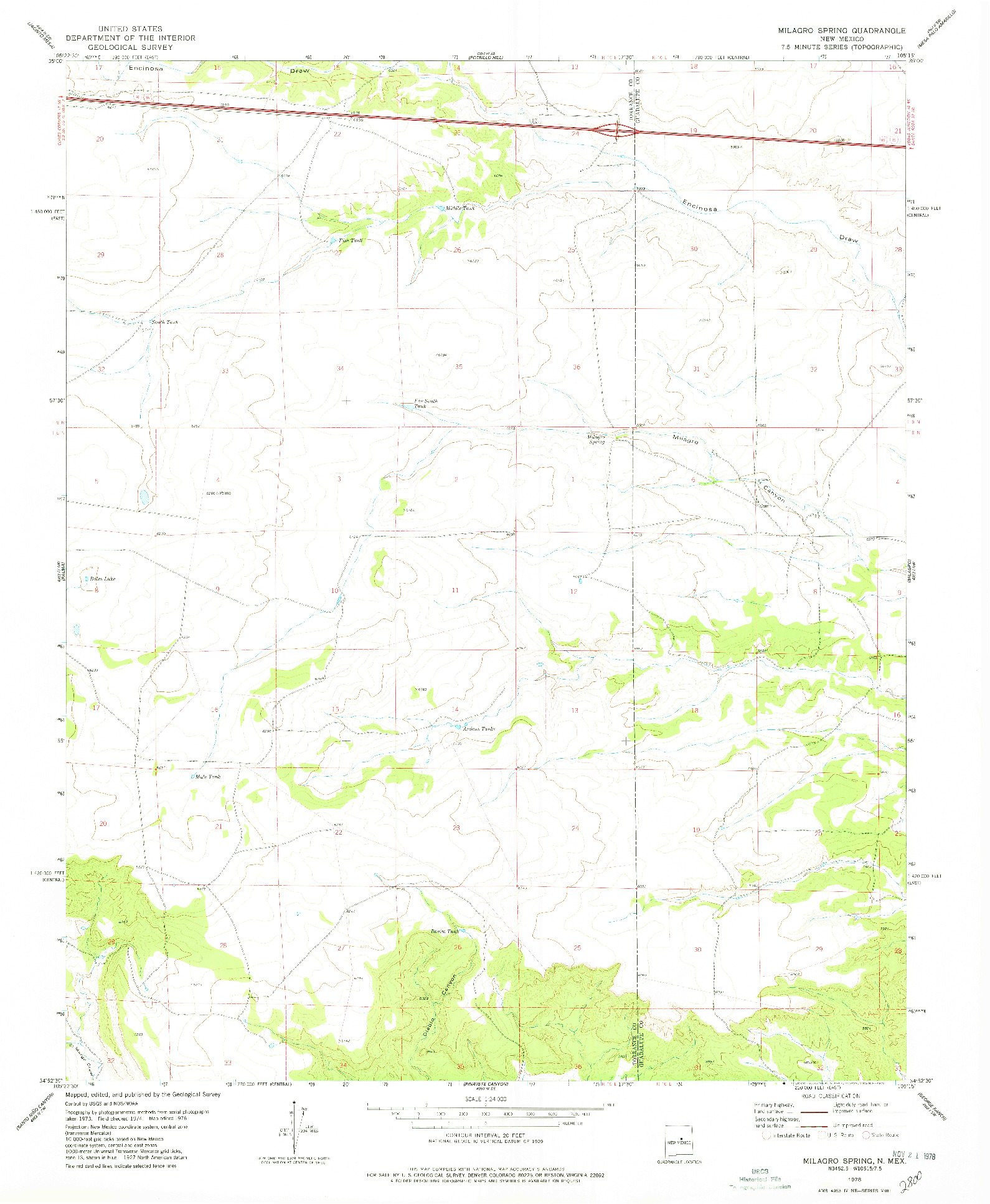USGS 1:24000-SCALE QUADRANGLE FOR MILAGRO SPRING, NM 1978