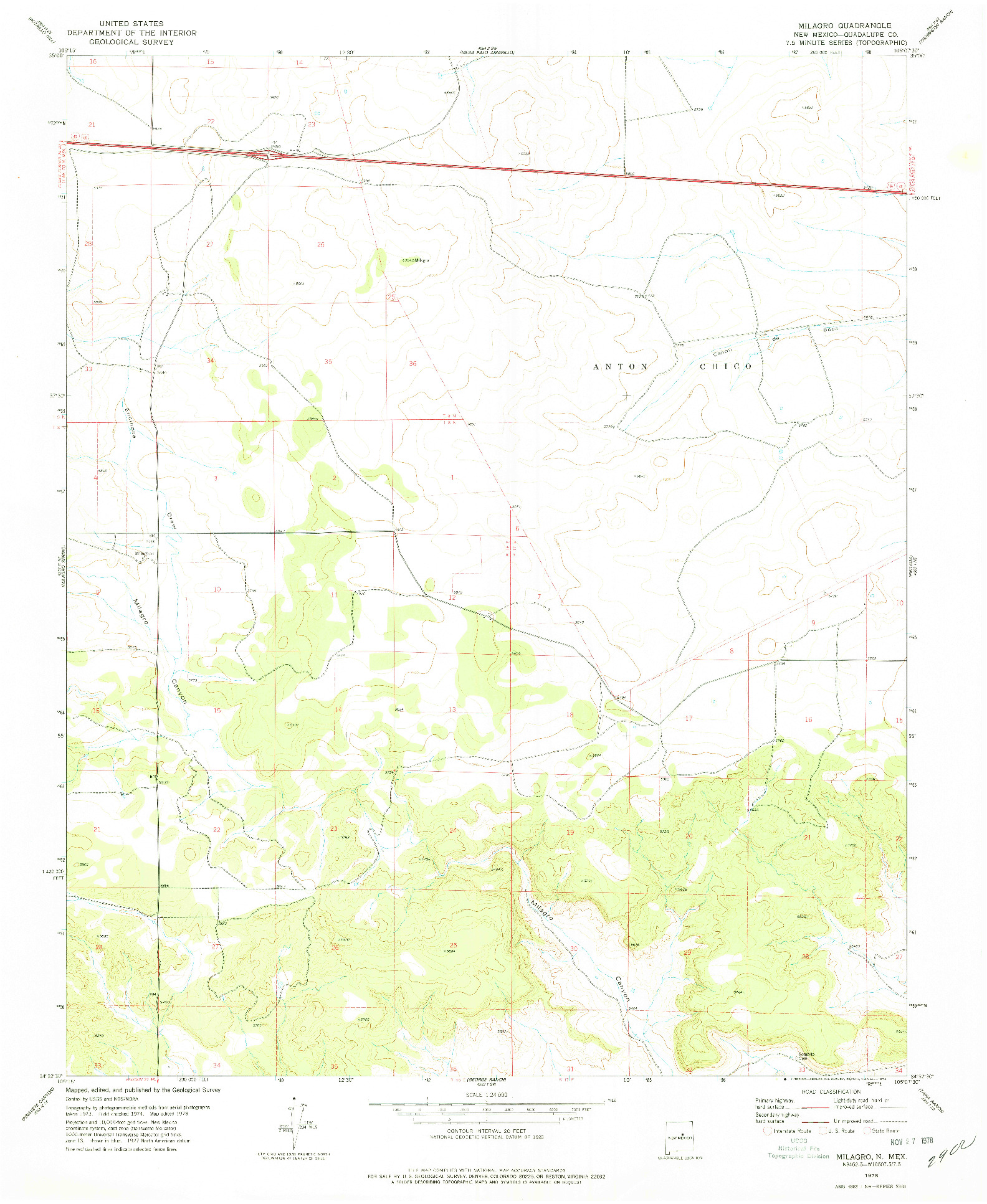 USGS 1:24000-SCALE QUADRANGLE FOR MILAGRO, NM 1978