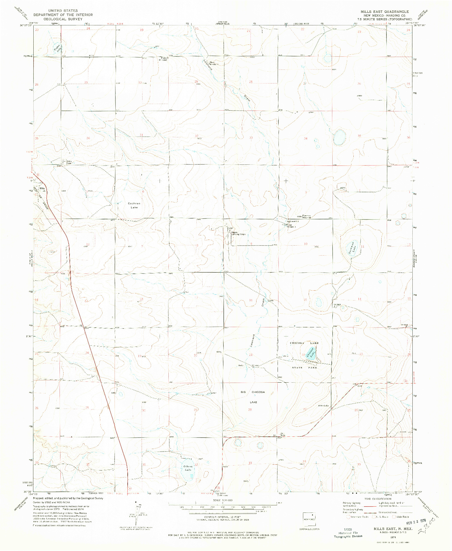 USGS 1:24000-SCALE QUADRANGLE FOR MILLS EAST, NM 1974
