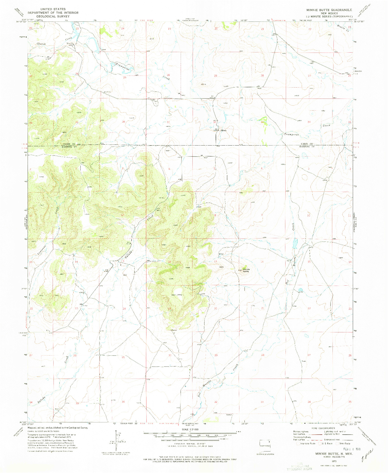 USGS 1:24000-SCALE QUADRANGLE FOR MINNIE BUTTE, NM 1973