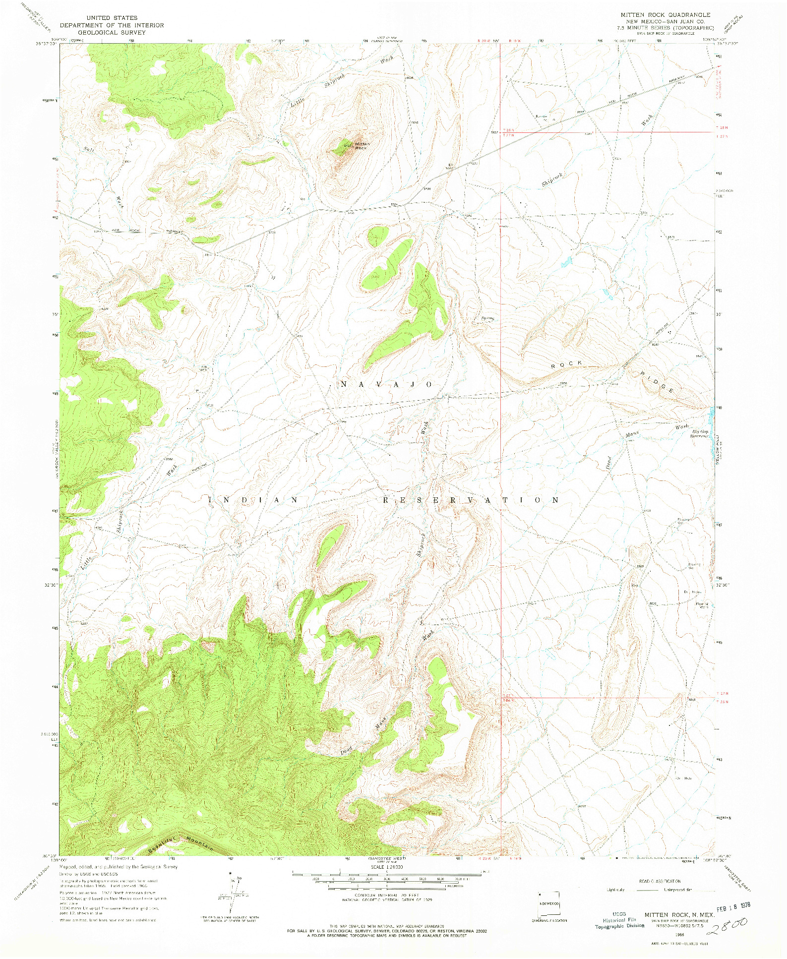 USGS 1:24000-SCALE QUADRANGLE FOR MITTEN ROCK, NM 1966