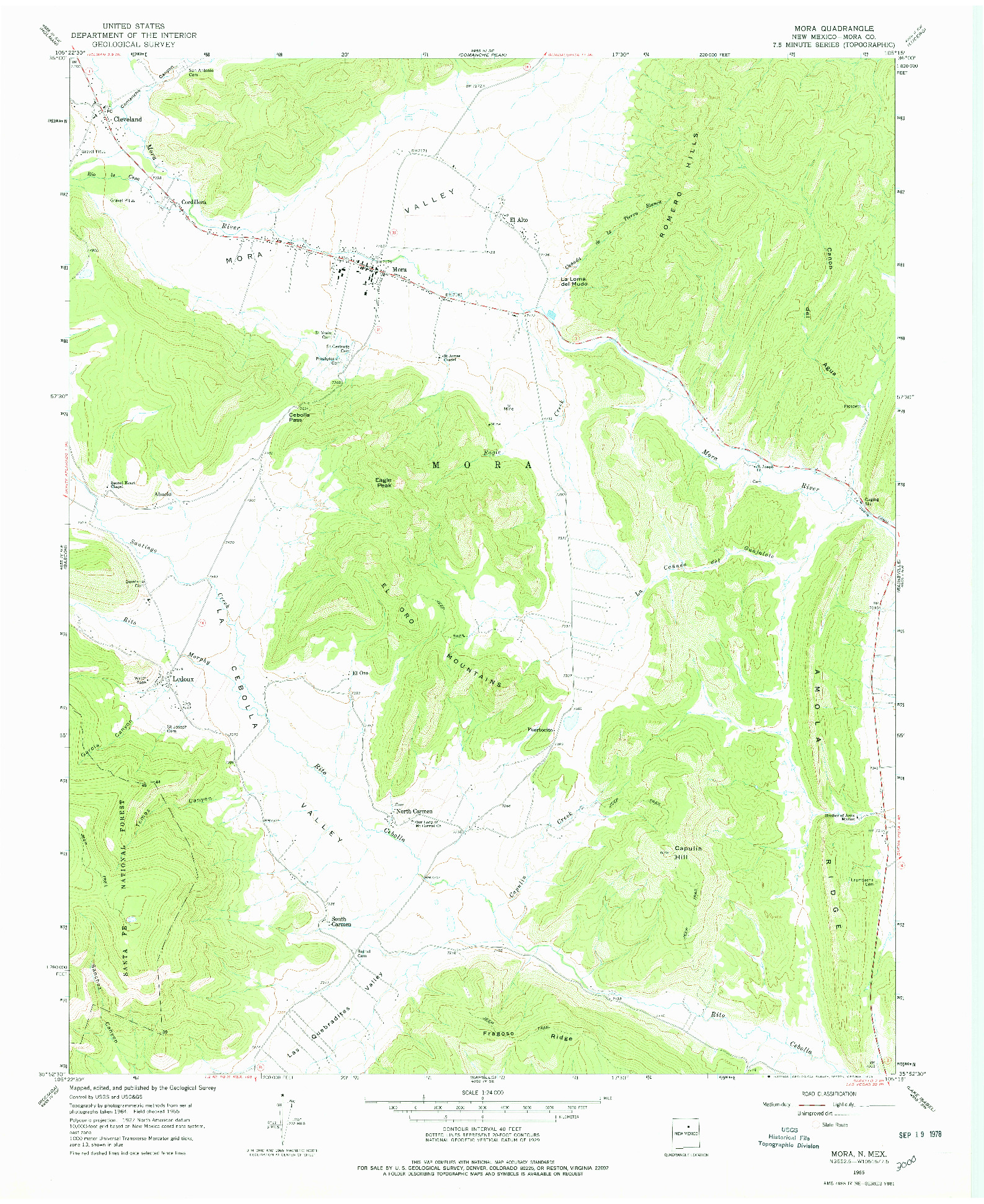 USGS 1:24000-SCALE QUADRANGLE FOR MORA, NM 1965