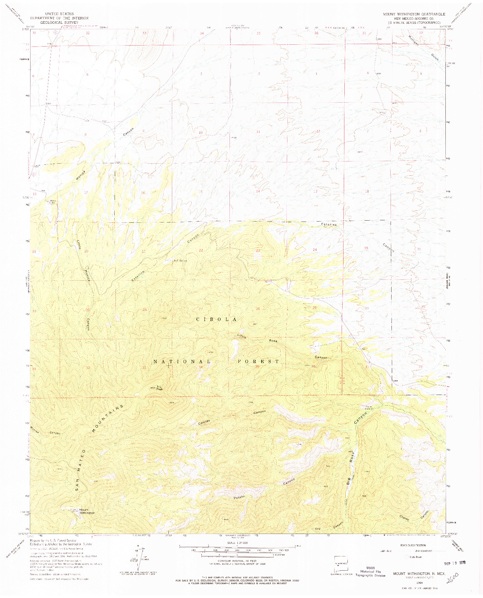 USGS 1:24000-SCALE QUADRANGLE FOR MOUNT WASHINGTON, NM 1964