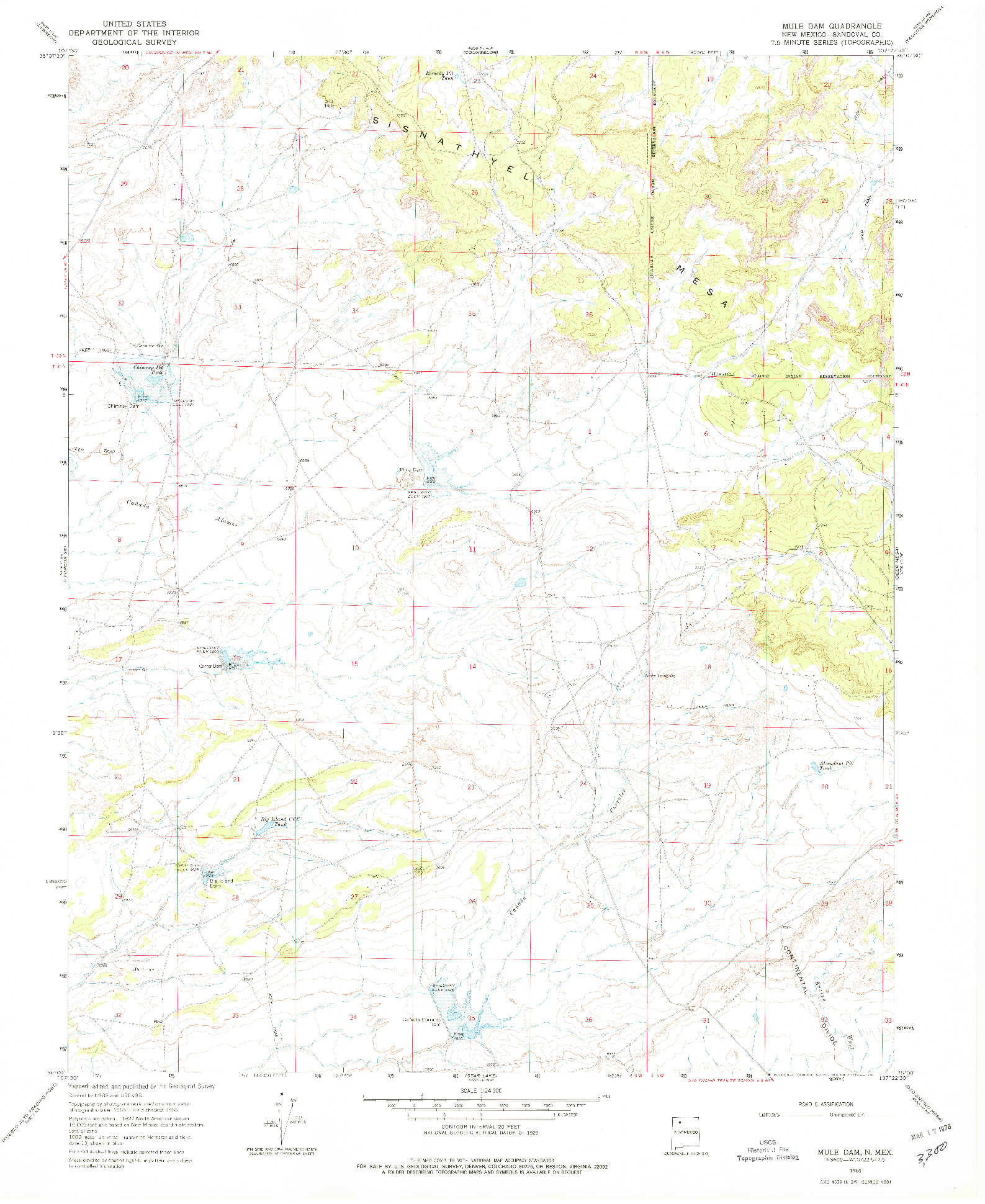 USGS 1:24000-SCALE QUADRANGLE FOR MULE DAM, NM 1966