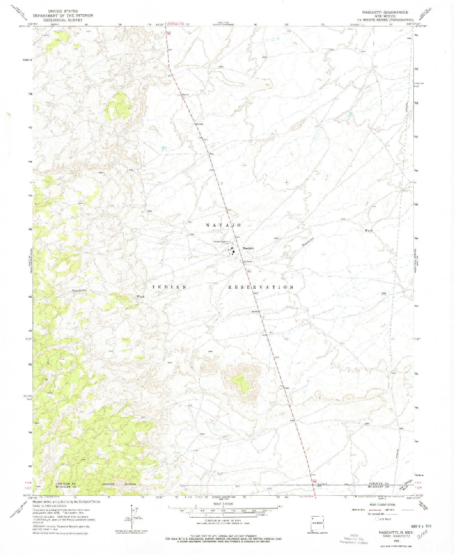 USGS 1:24000-SCALE QUADRANGLE FOR NASCHITTI, NM 1966