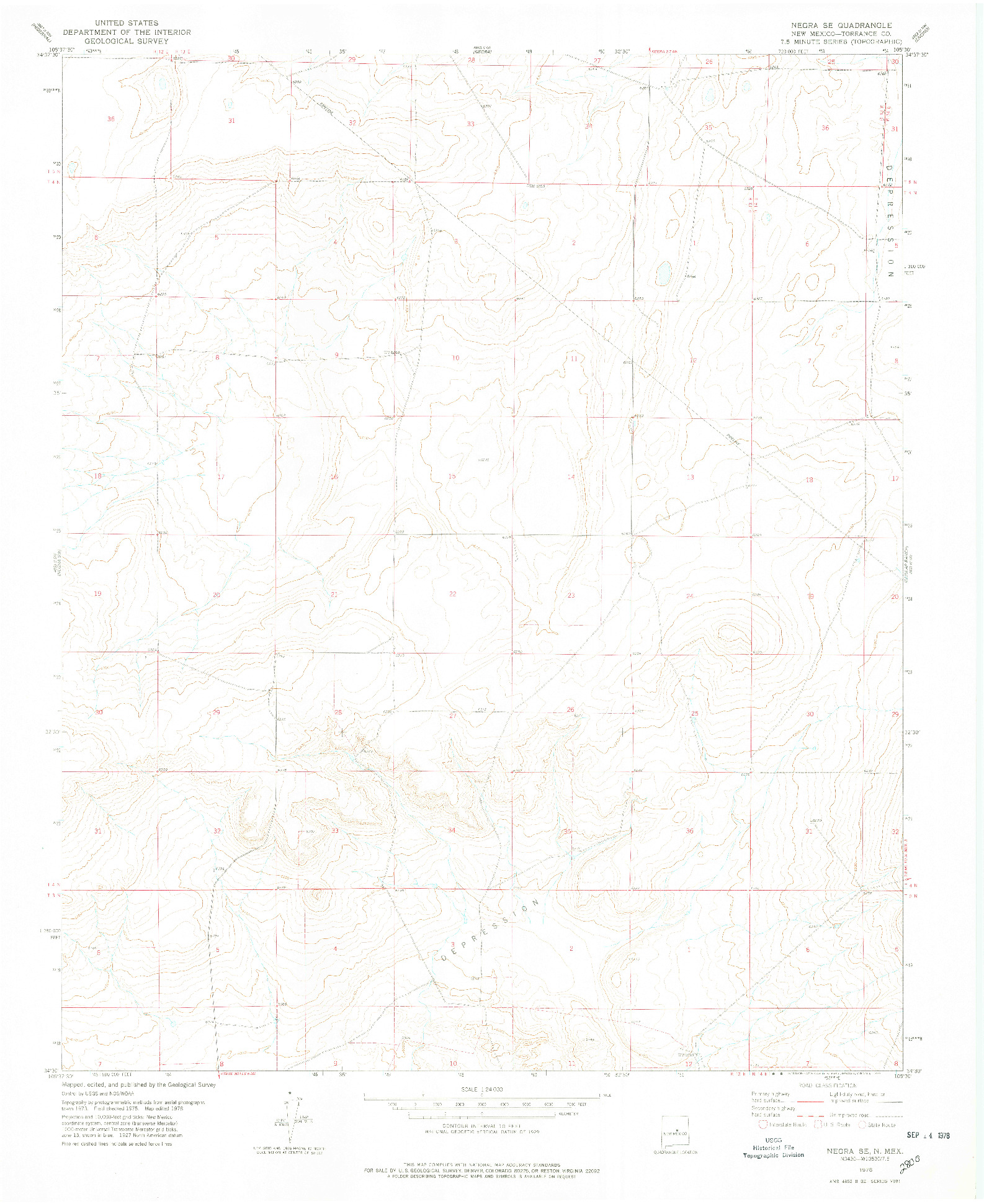 USGS 1:24000-SCALE QUADRANGLE FOR NEGRA SE, NM 1978