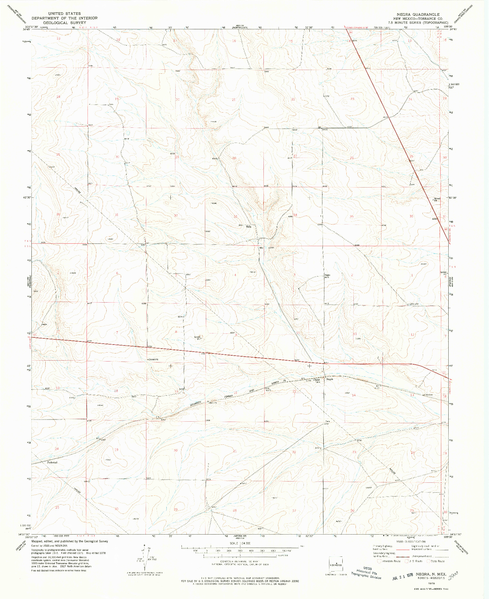 USGS 1:24000-SCALE QUADRANGLE FOR NEGRA, NM 1978