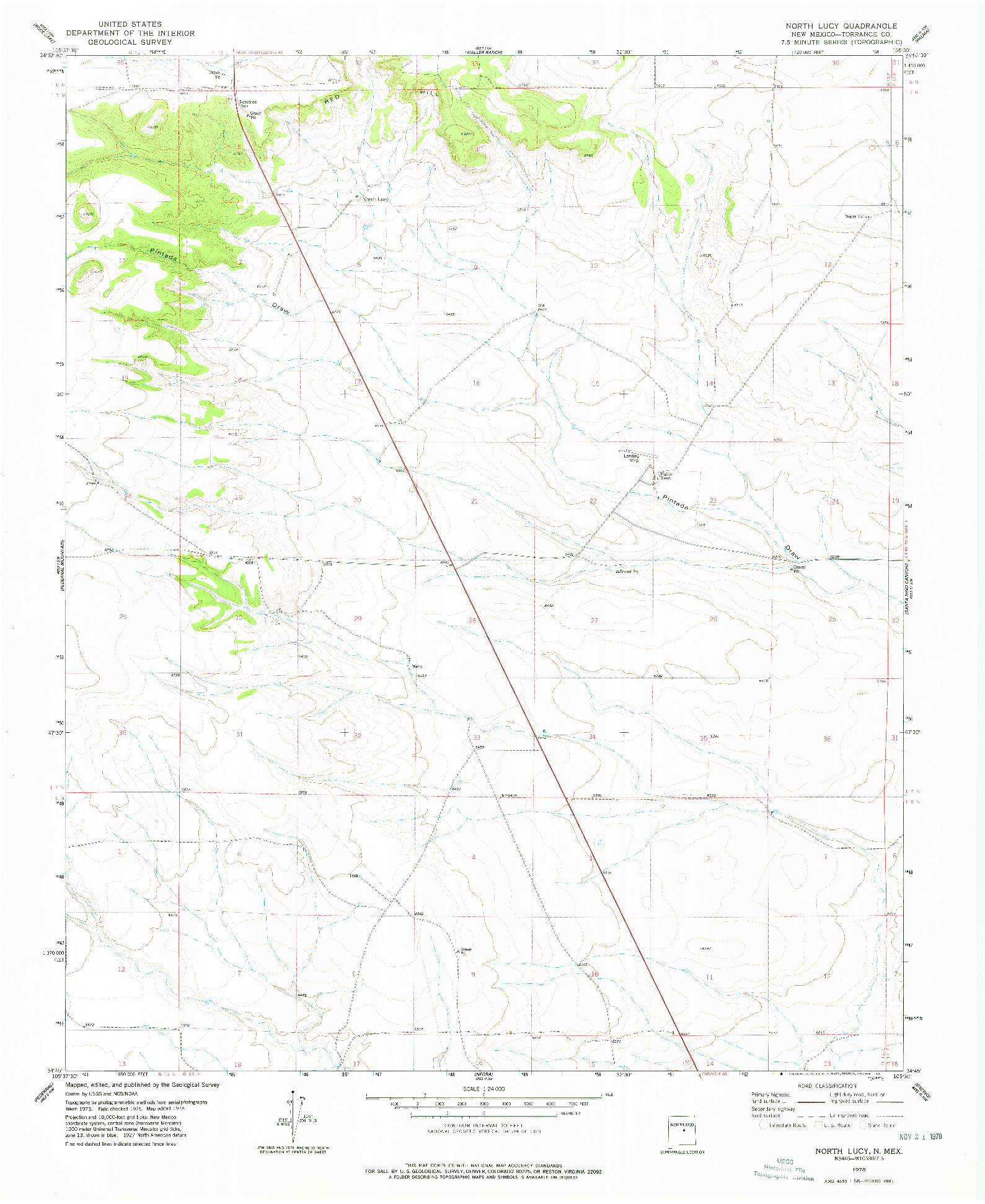 USGS 1:24000-SCALE QUADRANGLE FOR NORTH LUCY, NM 1978