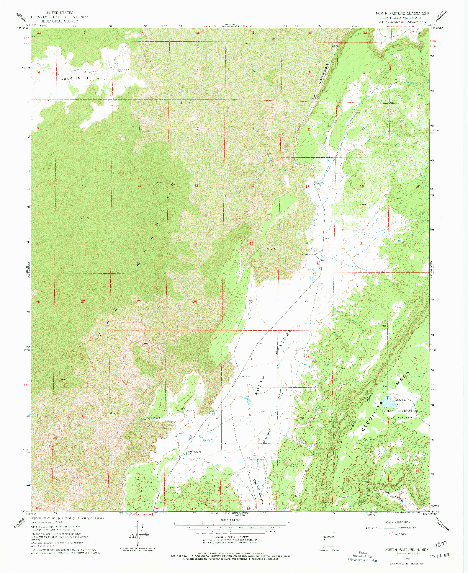 USGS 1:24000-SCALE QUADRANGLE FOR NORTH PASTURE, NM 1961