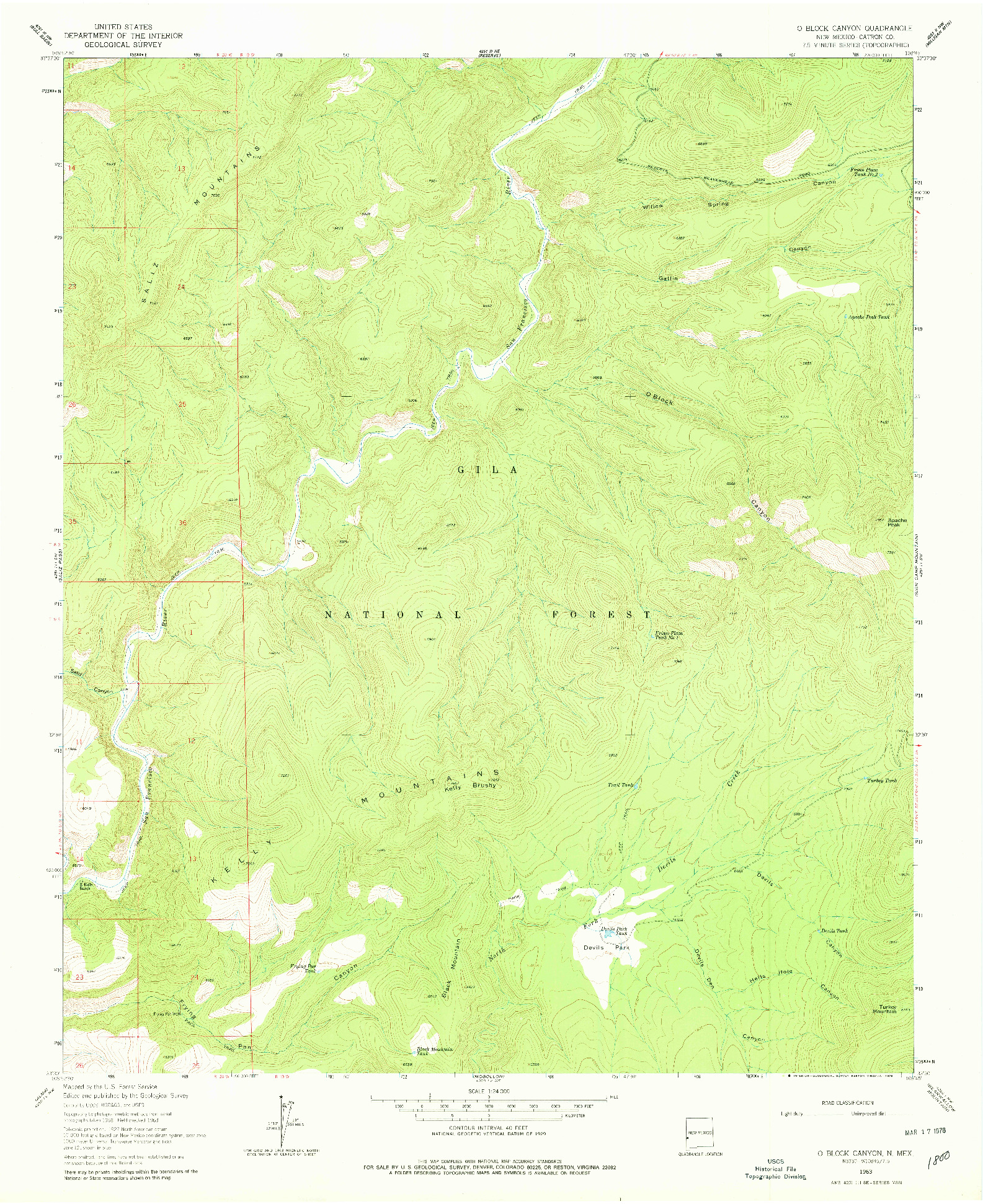 USGS 1:24000-SCALE QUADRANGLE FOR O BLOCK CANYON, NM 1963