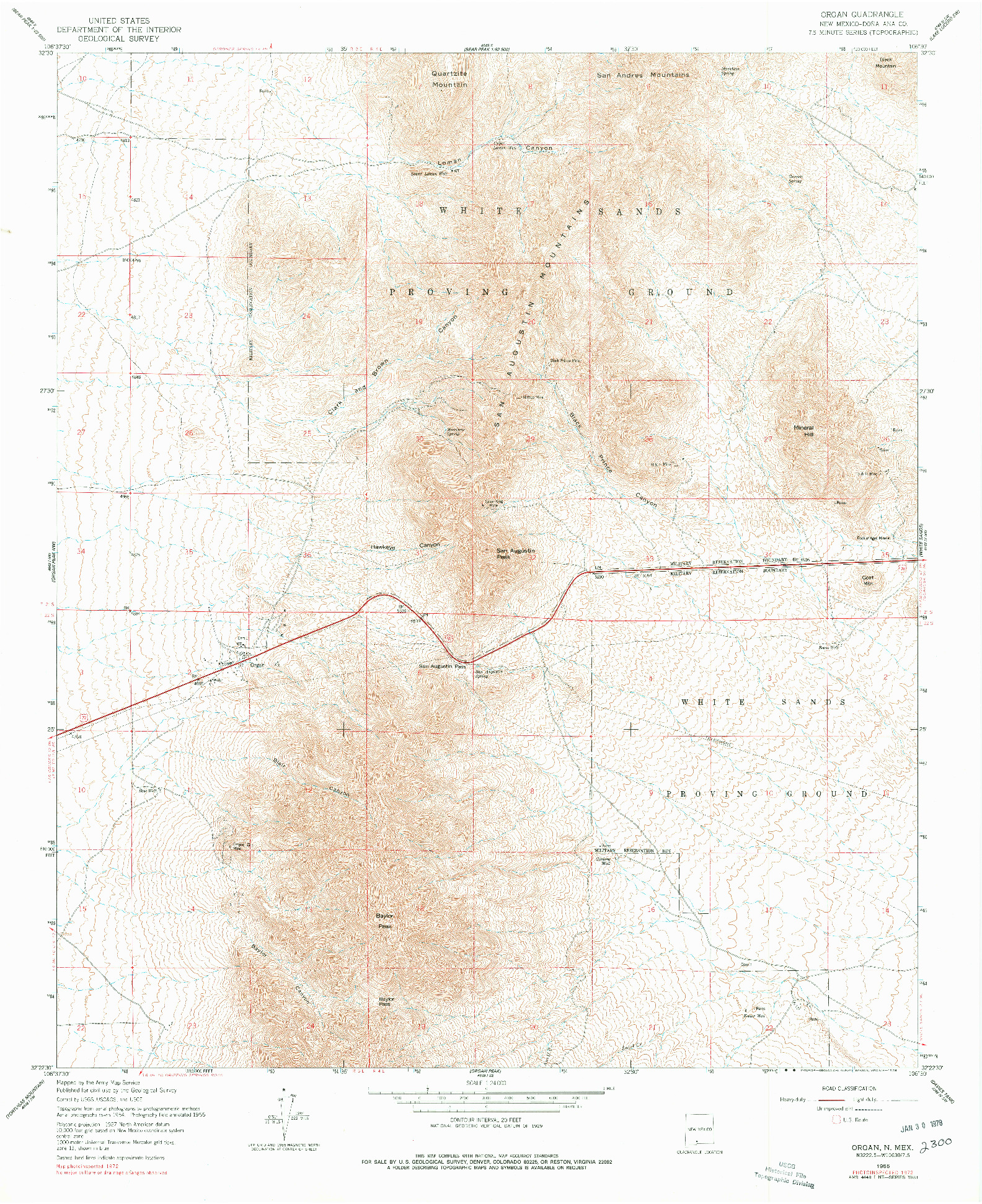 USGS 1:24000-SCALE QUADRANGLE FOR ORGAN, NM 1955