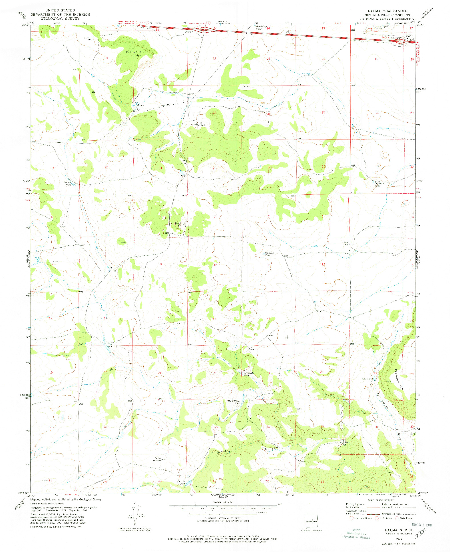 USGS 1:24000-SCALE QUADRANGLE FOR PALMA, NM 1978
