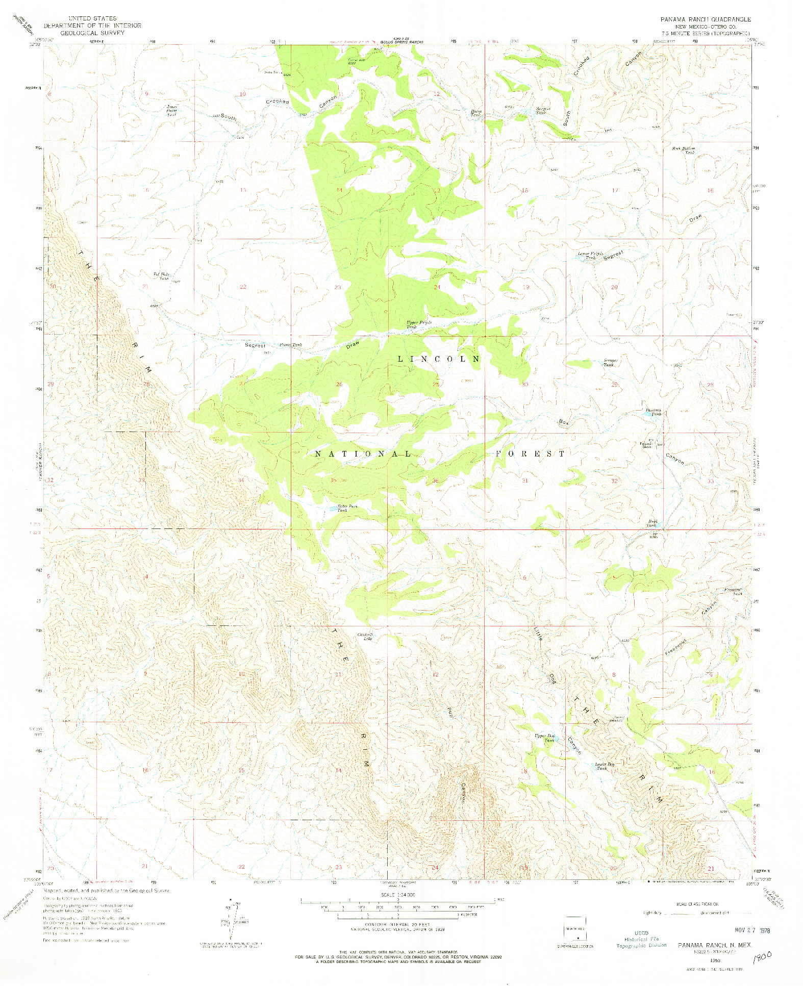 USGS 1:24000-SCALE QUADRANGLE FOR PANAMA RANCH, NM 1963