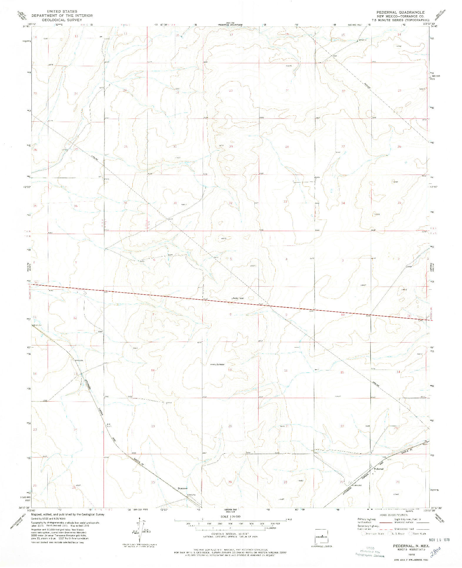 USGS 1:24000-SCALE QUADRANGLE FOR PEDERNAL, NM 1978