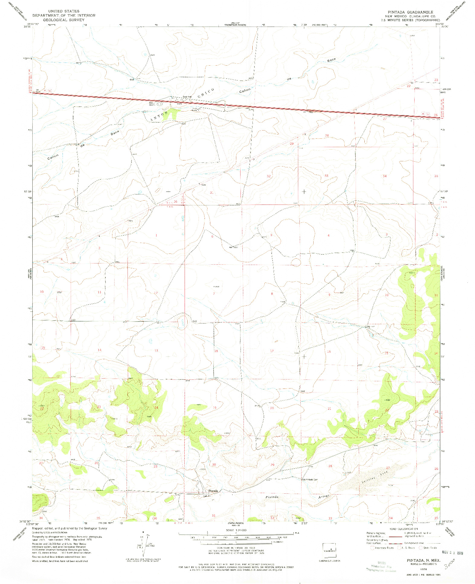 USGS 1:24000-SCALE QUADRANGLE FOR PINTADA, NM 1978