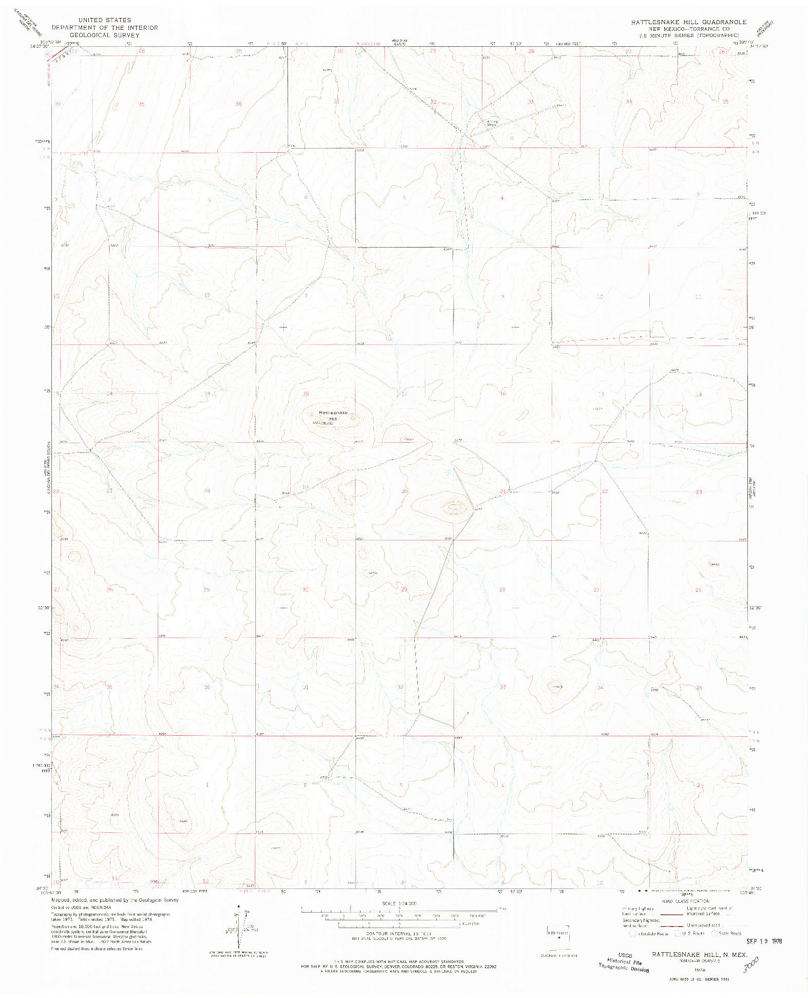 USGS 1:24000-SCALE QUADRANGLE FOR RATTLESNAKE HILL, NM 1978