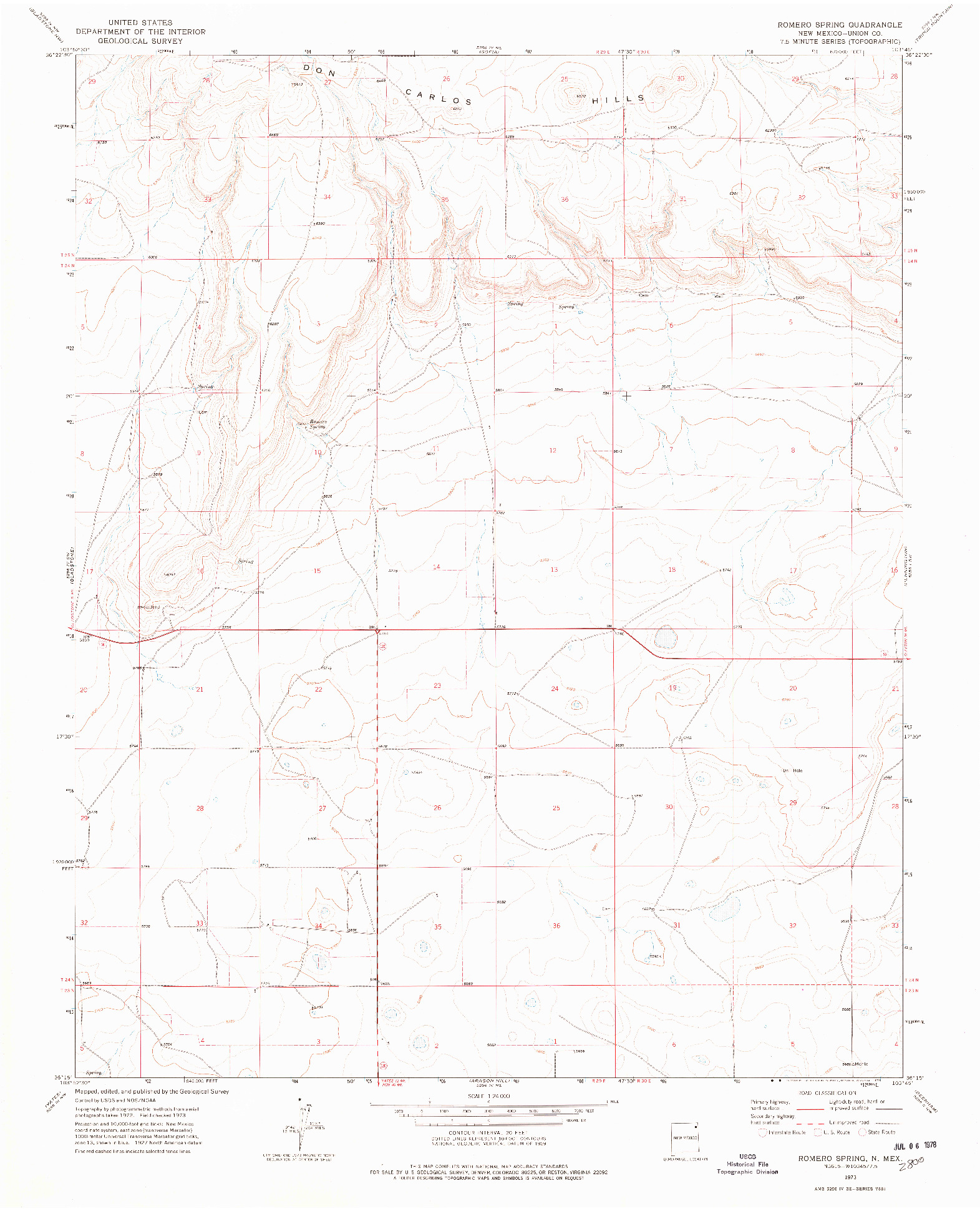 USGS 1:24000-SCALE QUADRANGLE FOR ROMERO SPRING, NM 1973