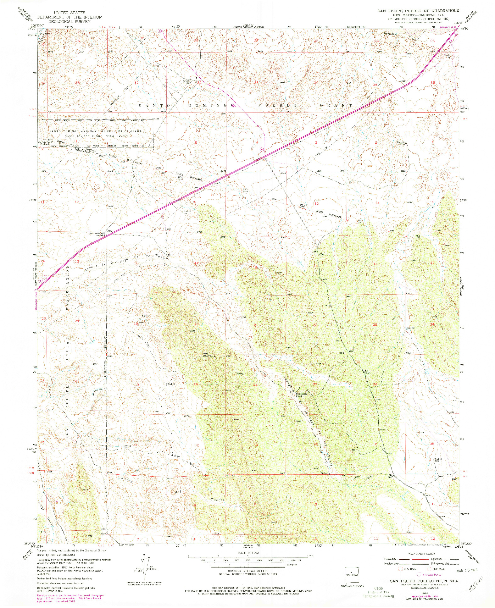 USGS 1:24000-SCALE QUADRANGLE FOR SAN FELIPE PUEBLO NE, NM 1954