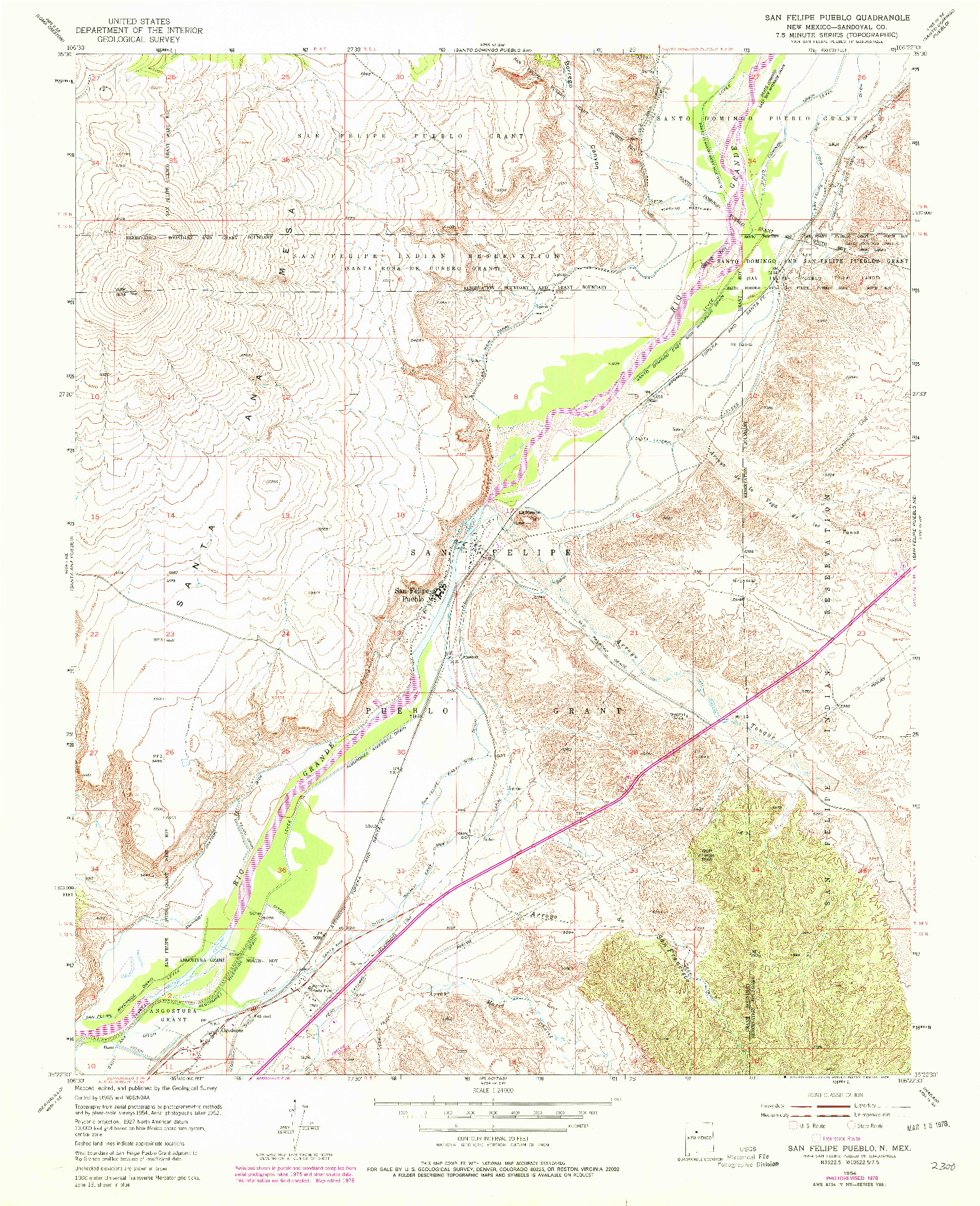 USGS 1:24000-SCALE QUADRANGLE FOR SAN FELIPE PUEBLO, NM 1954