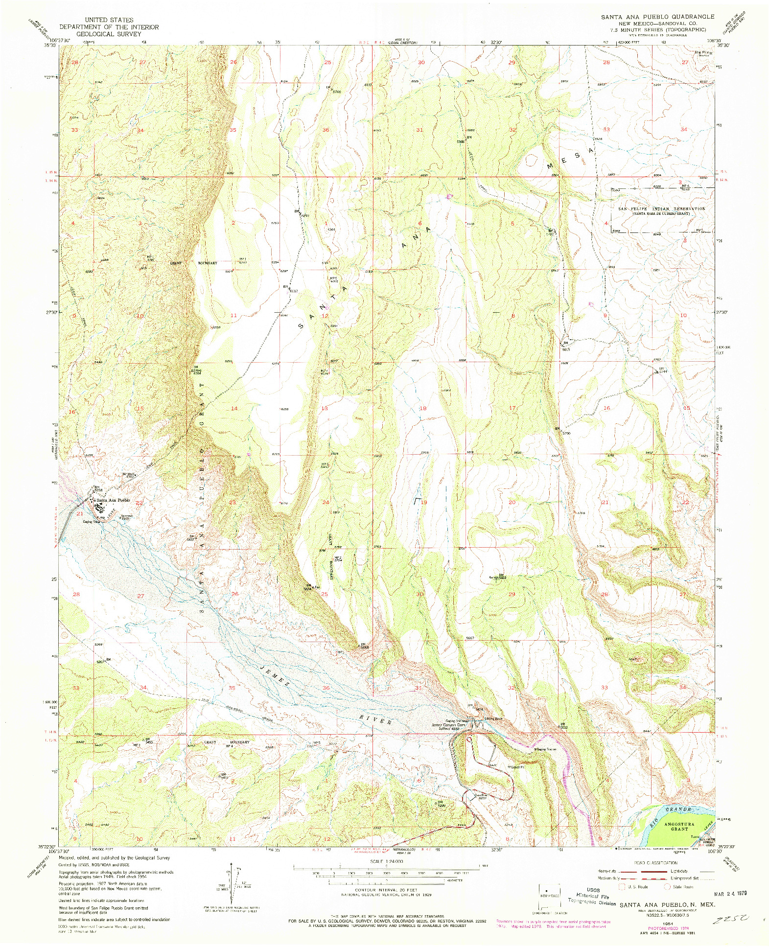 USGS 1:24000-SCALE QUADRANGLE FOR SANTA ANA PUEBLO, NM 1954