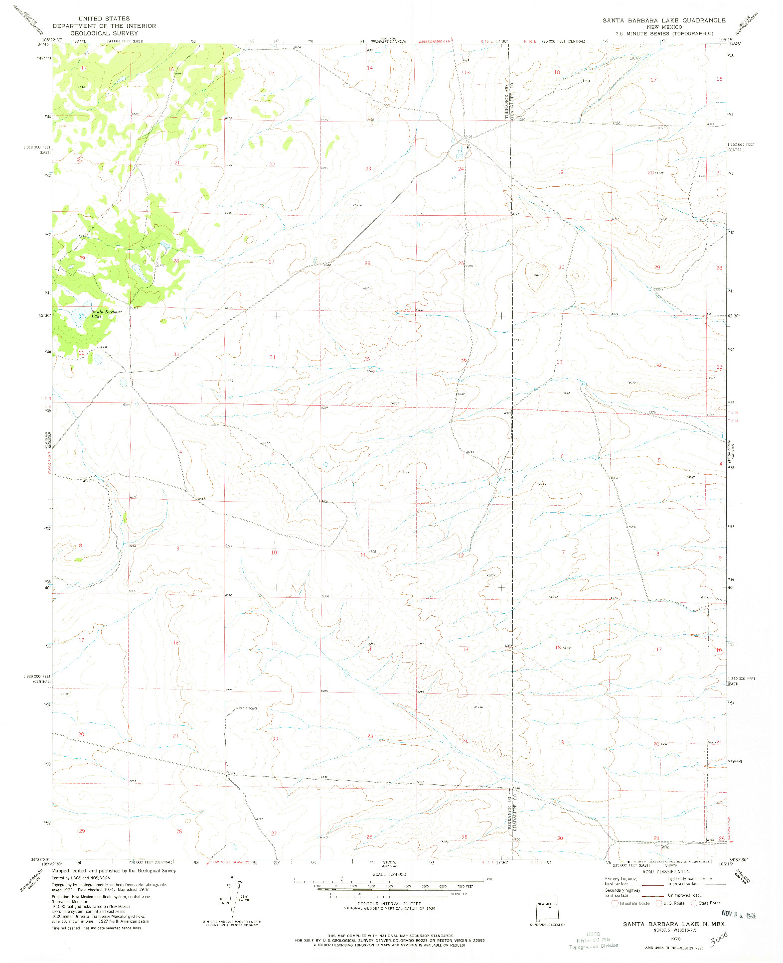 USGS 1:24000-SCALE QUADRANGLE FOR SANTA BARBARA LAKE, NM 1978