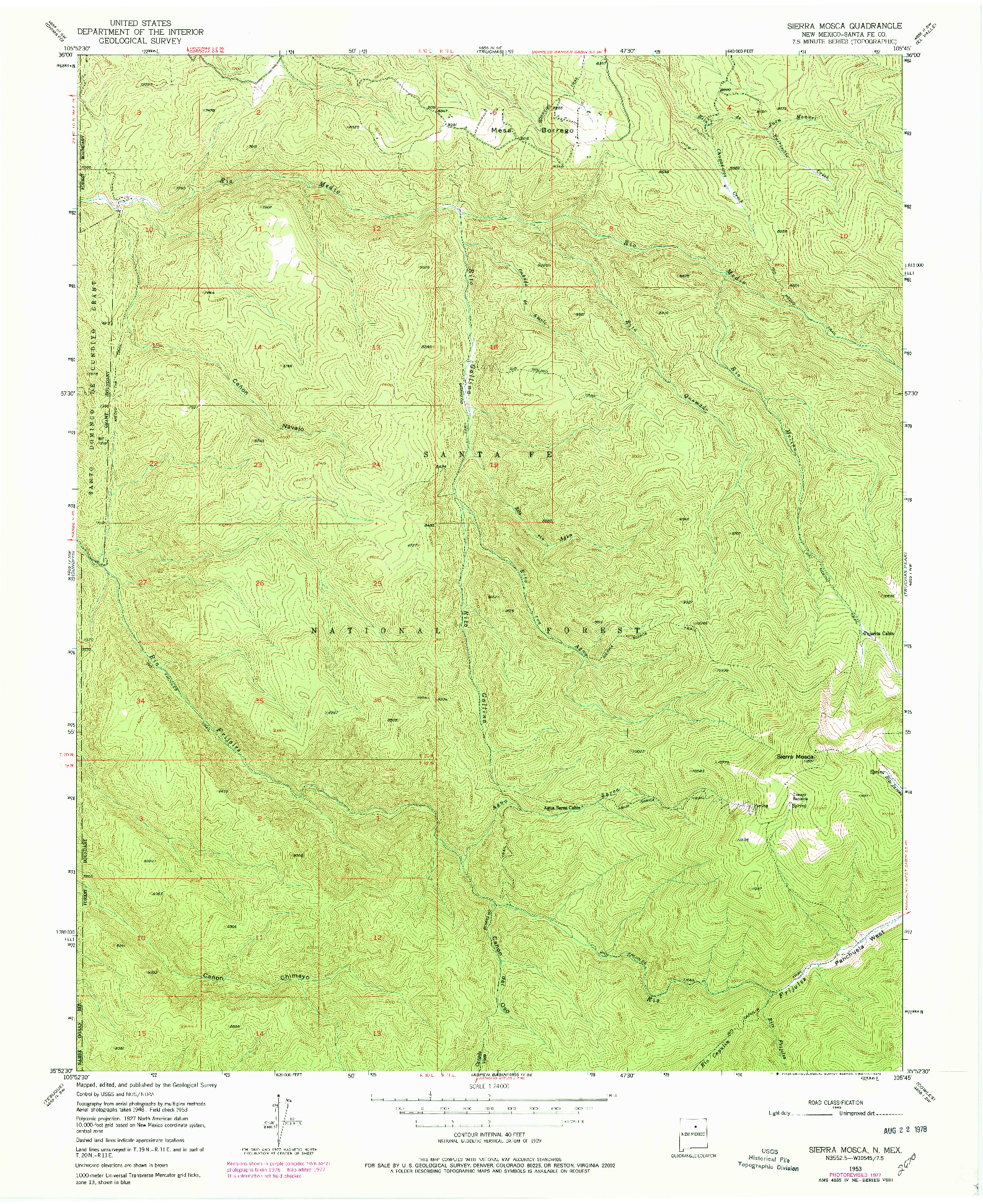 USGS 1:24000-SCALE QUADRANGLE FOR SIERRA MOSCA, NM 1953